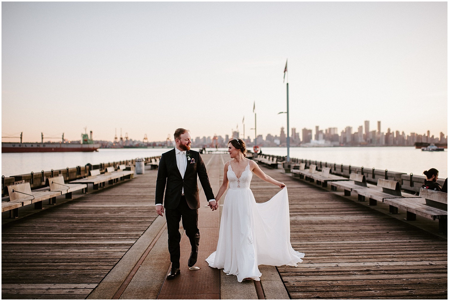 north vancouver wedding portraits intimate wedding party vancouver elopement by stacie carr photography pier lonsdale quay photos pipe shop venue