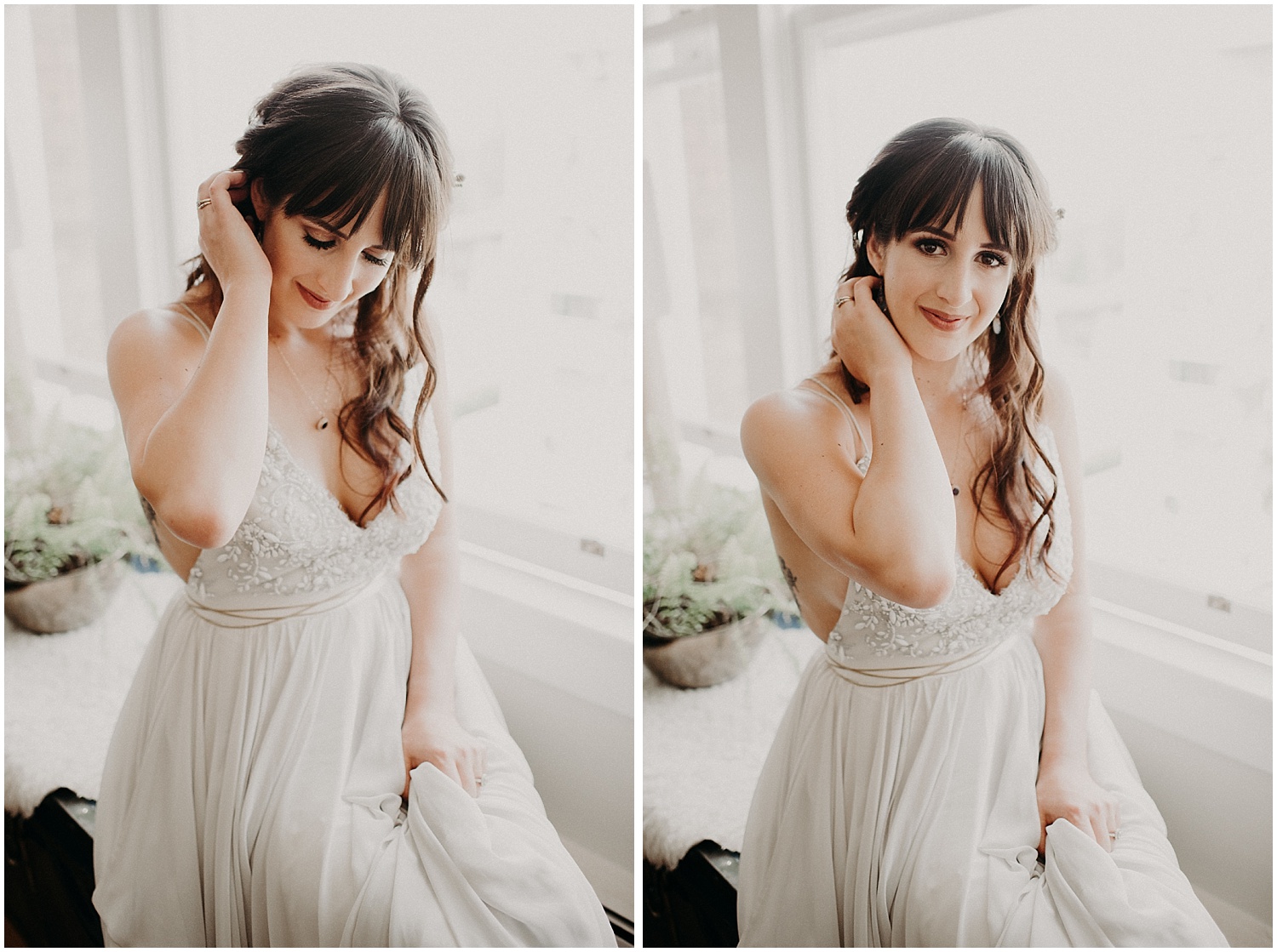 downtown vancouver apartment bridal portraits wedding day
