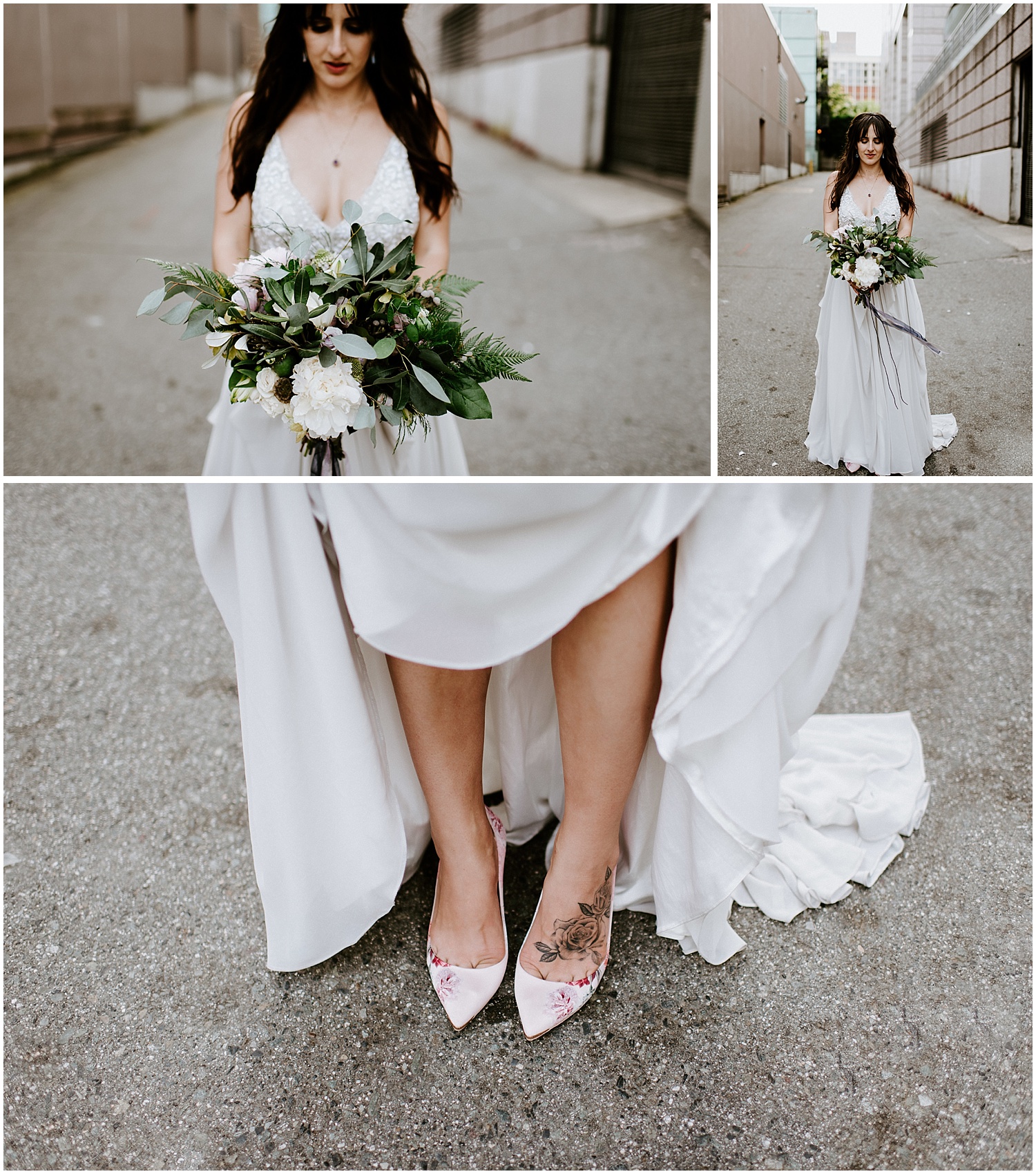 urban bridal portraits in downtown vancouver back alley