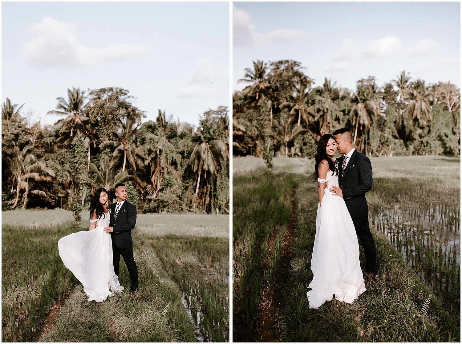 ubud bali rice field elopement wedding photos canadian couple