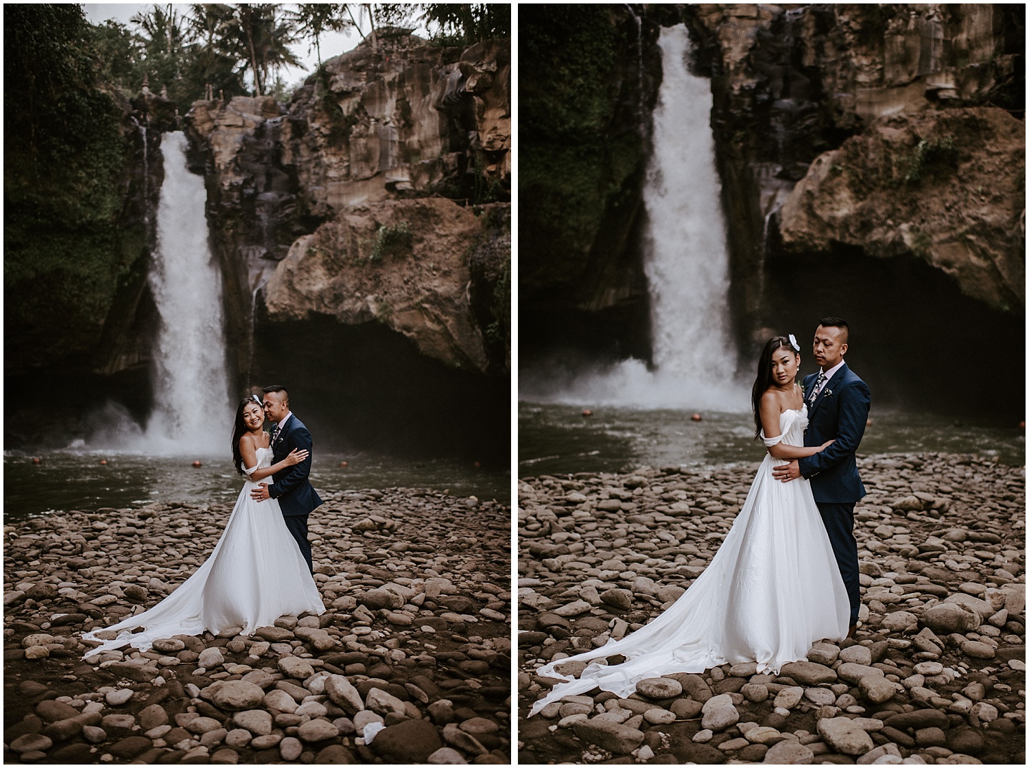 ubud bali tegenungan waterfall elopement photos canadian couple