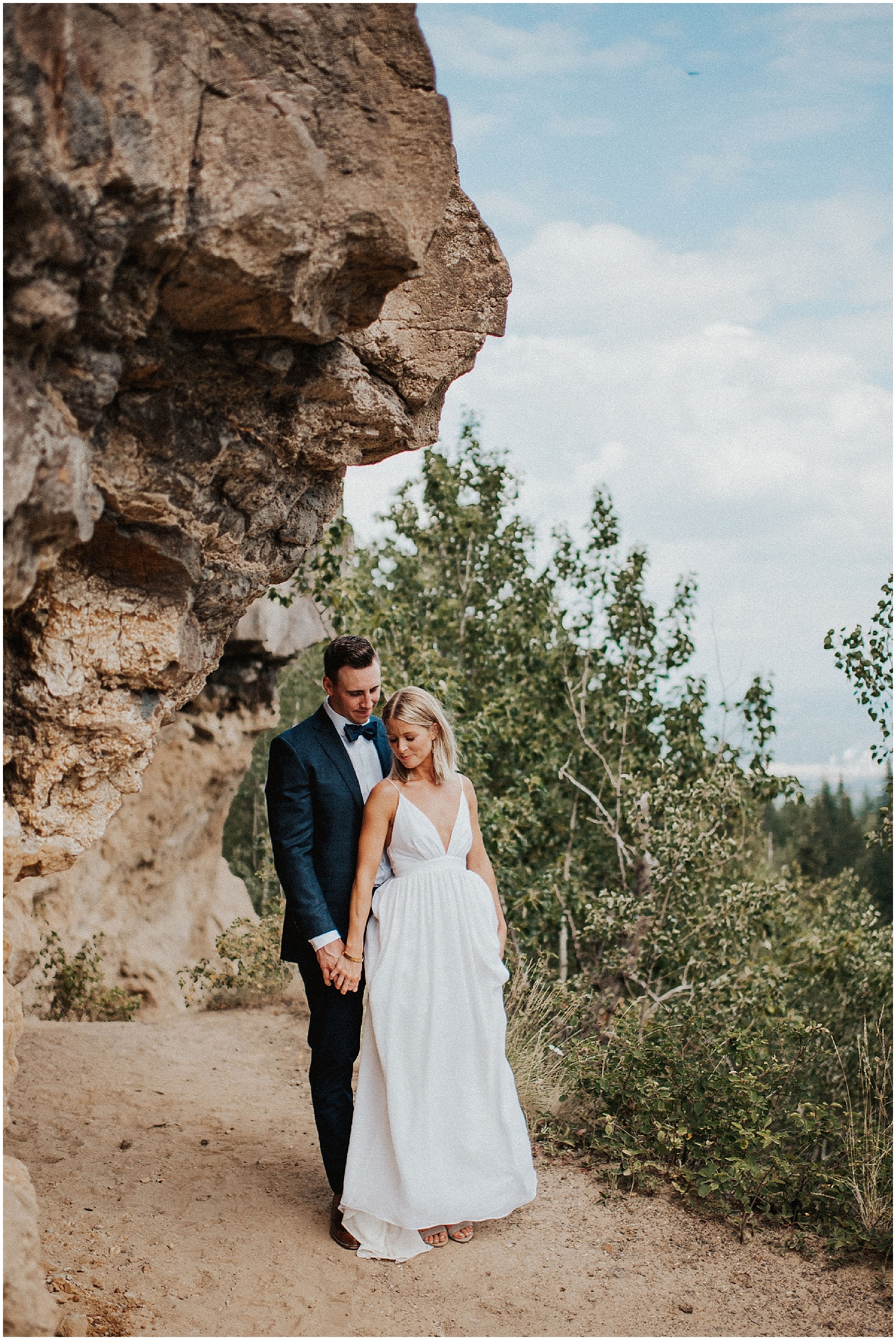  bc wedding photographer quesnel couple popping champagne fun photography pinnacles park lookout point elopement norther bc 