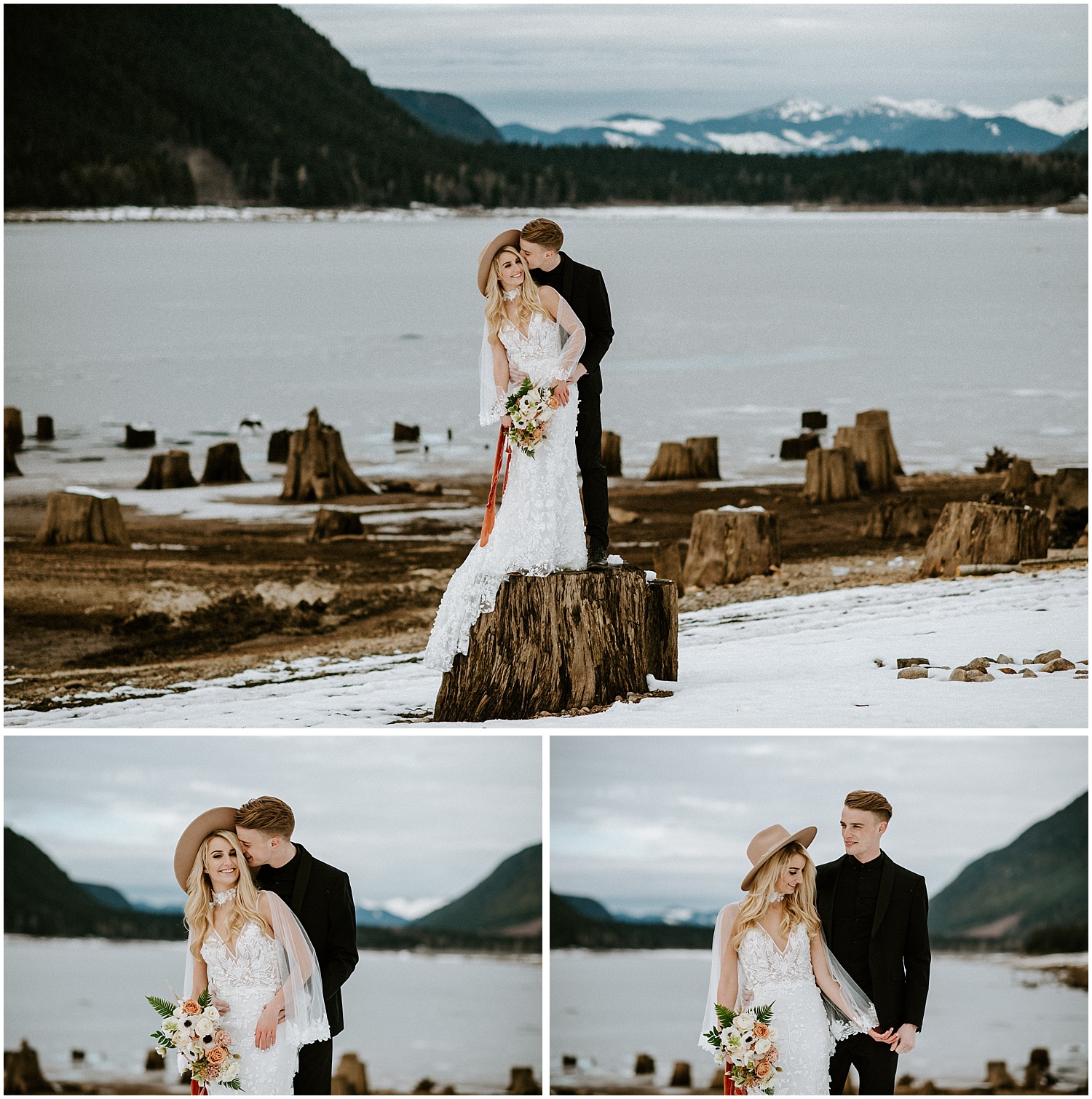 jones lake elopement winter Vancouver bc jones lake stacie carr photography Everly bridal 