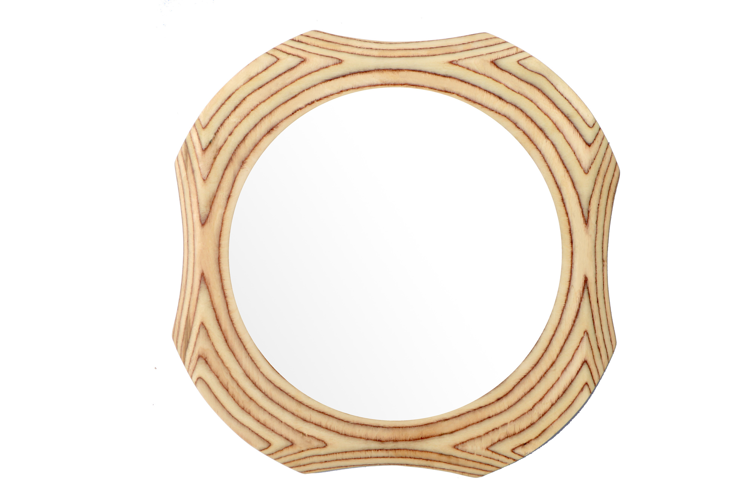 Funky round wooden mirror frame