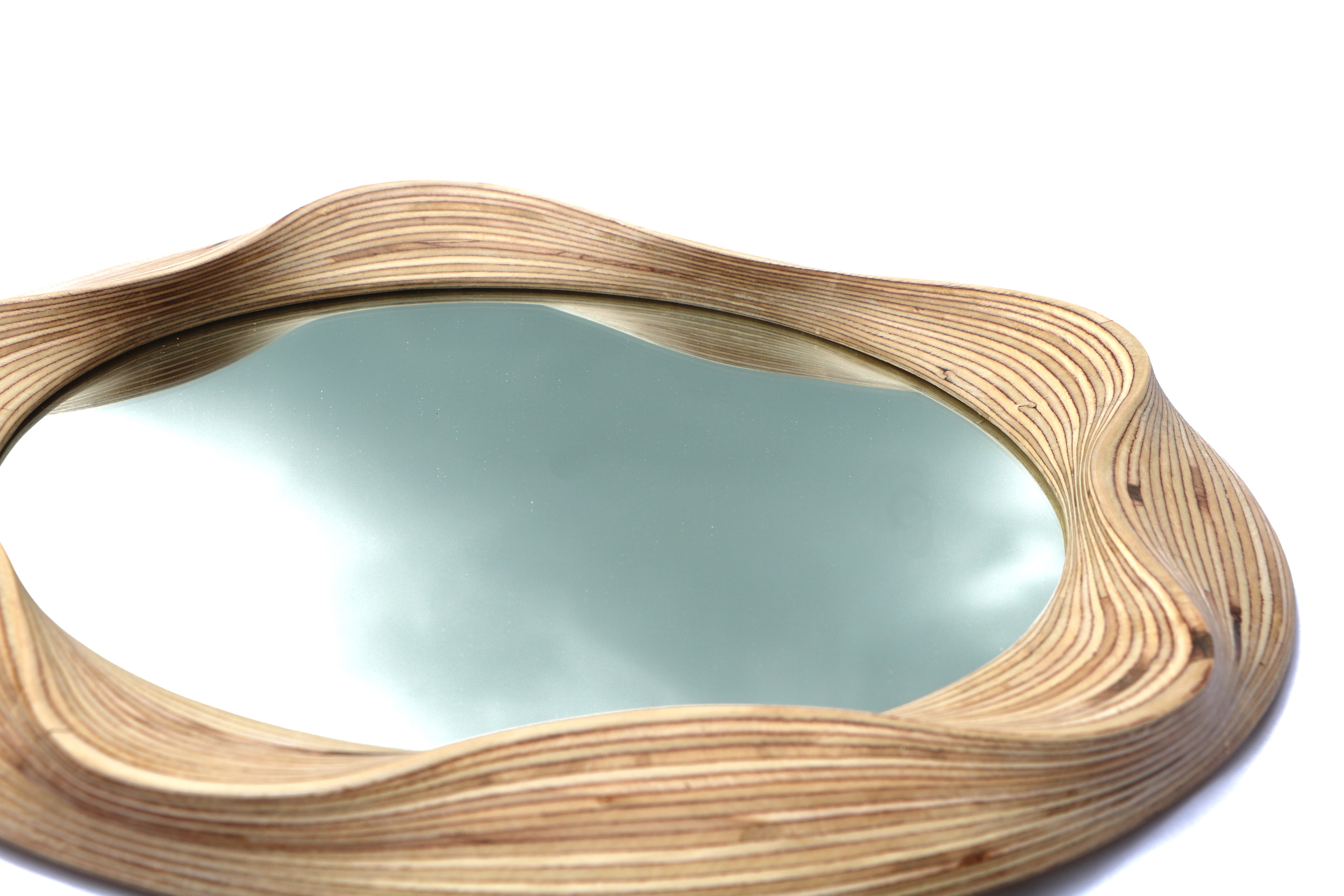 Contemporary round wooden mirror frame