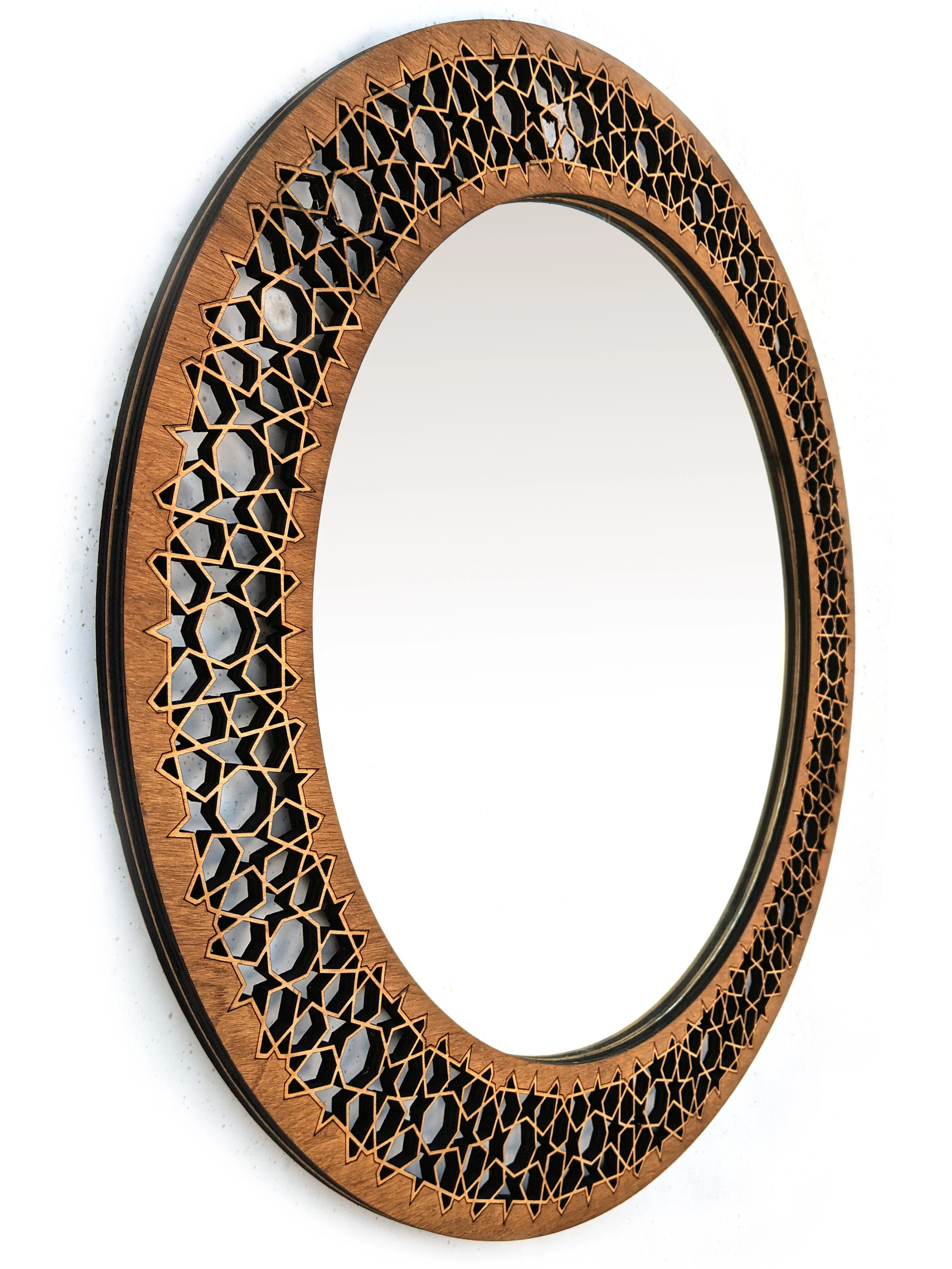 Surrey Woodsmiths The MARA round wooden wall hanging mirror