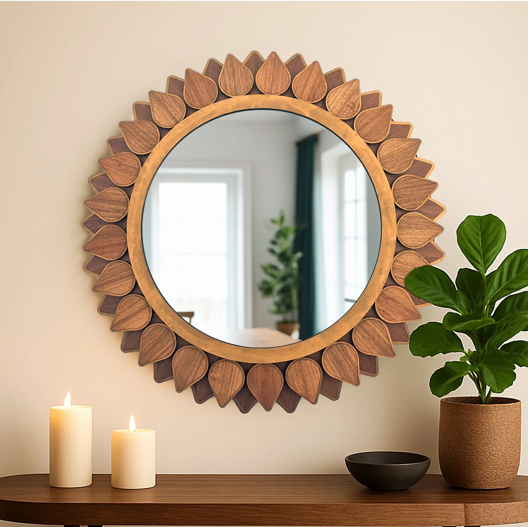 Round mirror made from walnut and birch.jpg