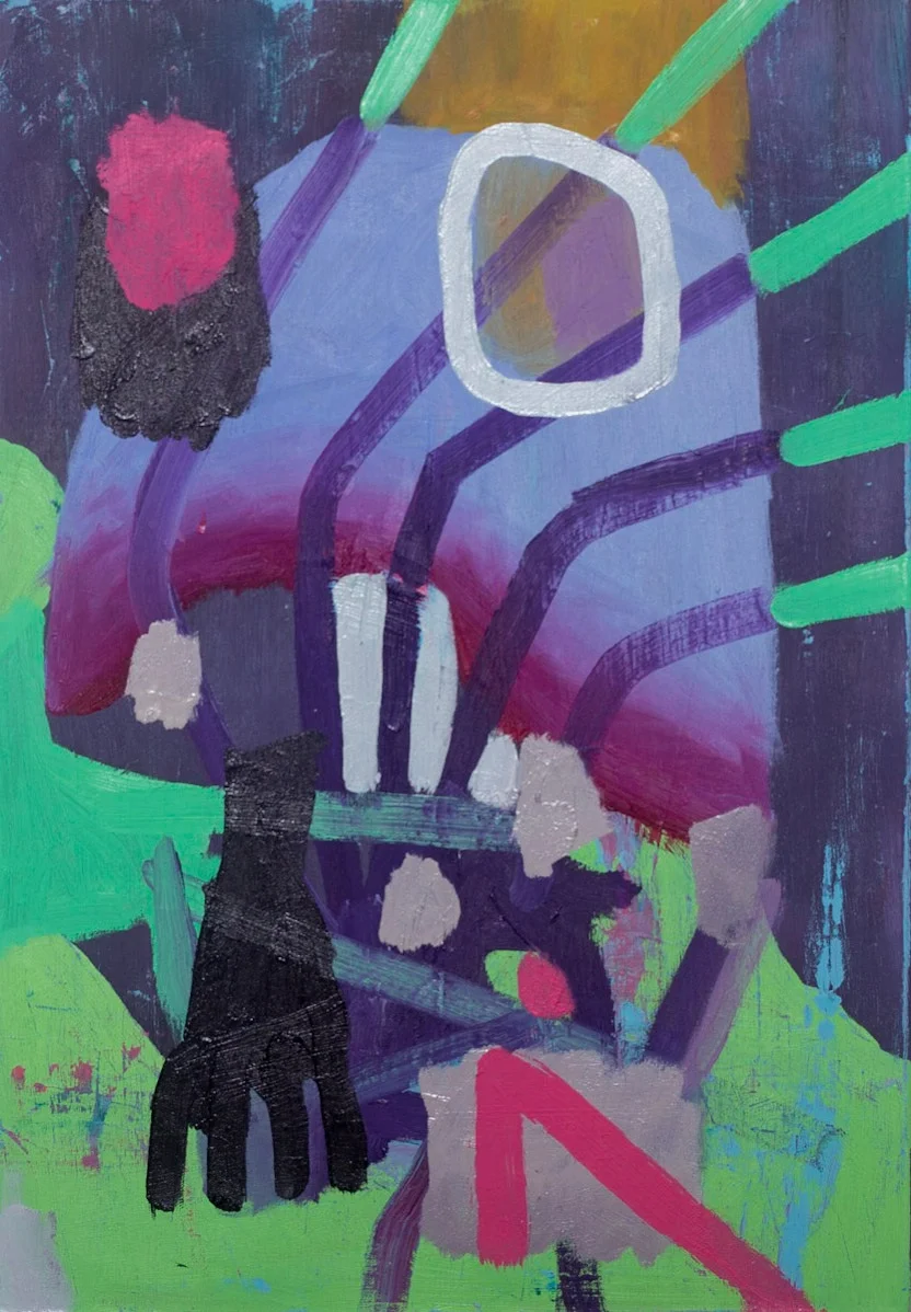 Fusiform 1 (2018), oil on inkjet printed canvas, 14x20"
