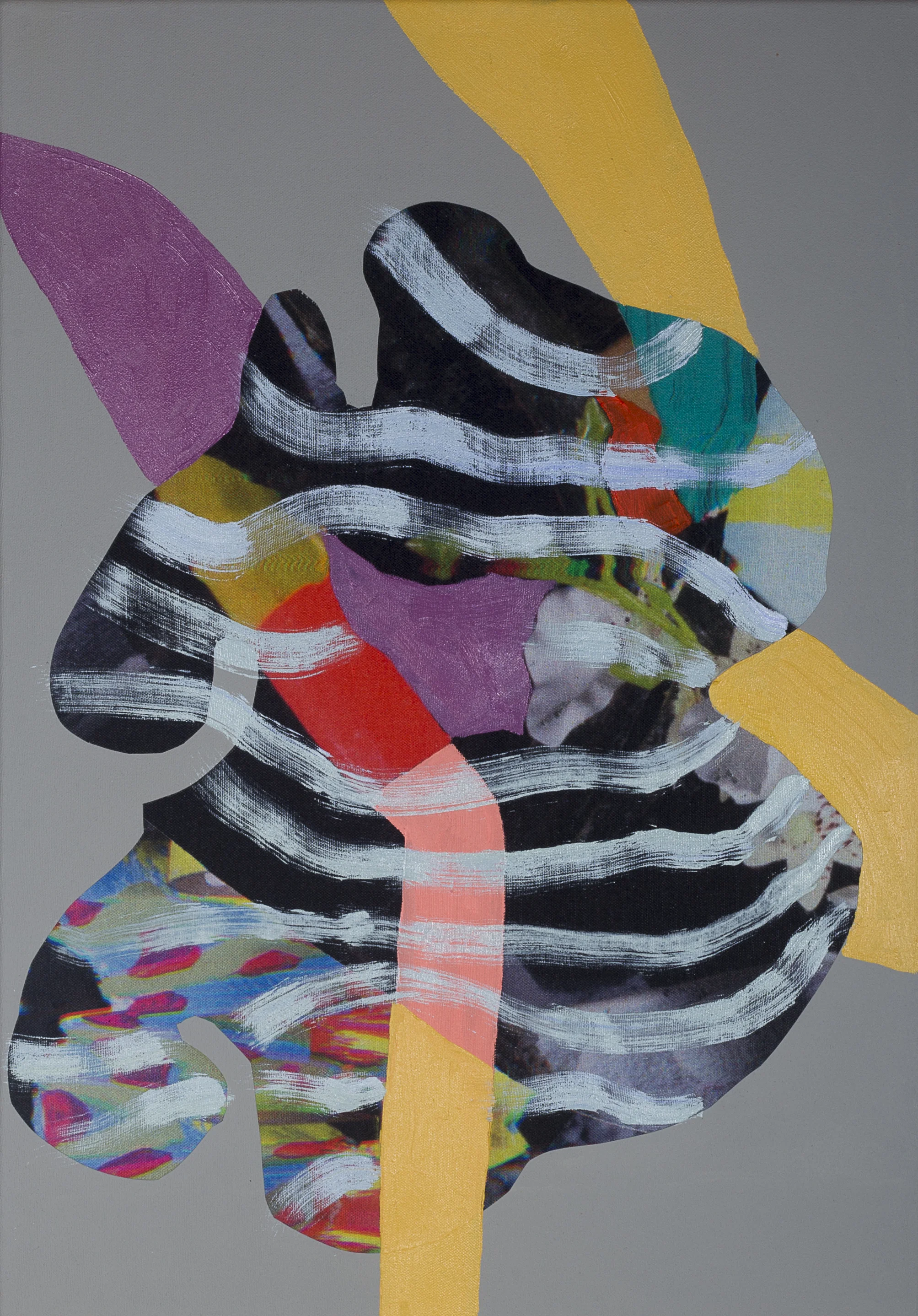 Plant Strategy 2 (2019) oil on inkjet printed cotton/linen, 20 x 14 in.