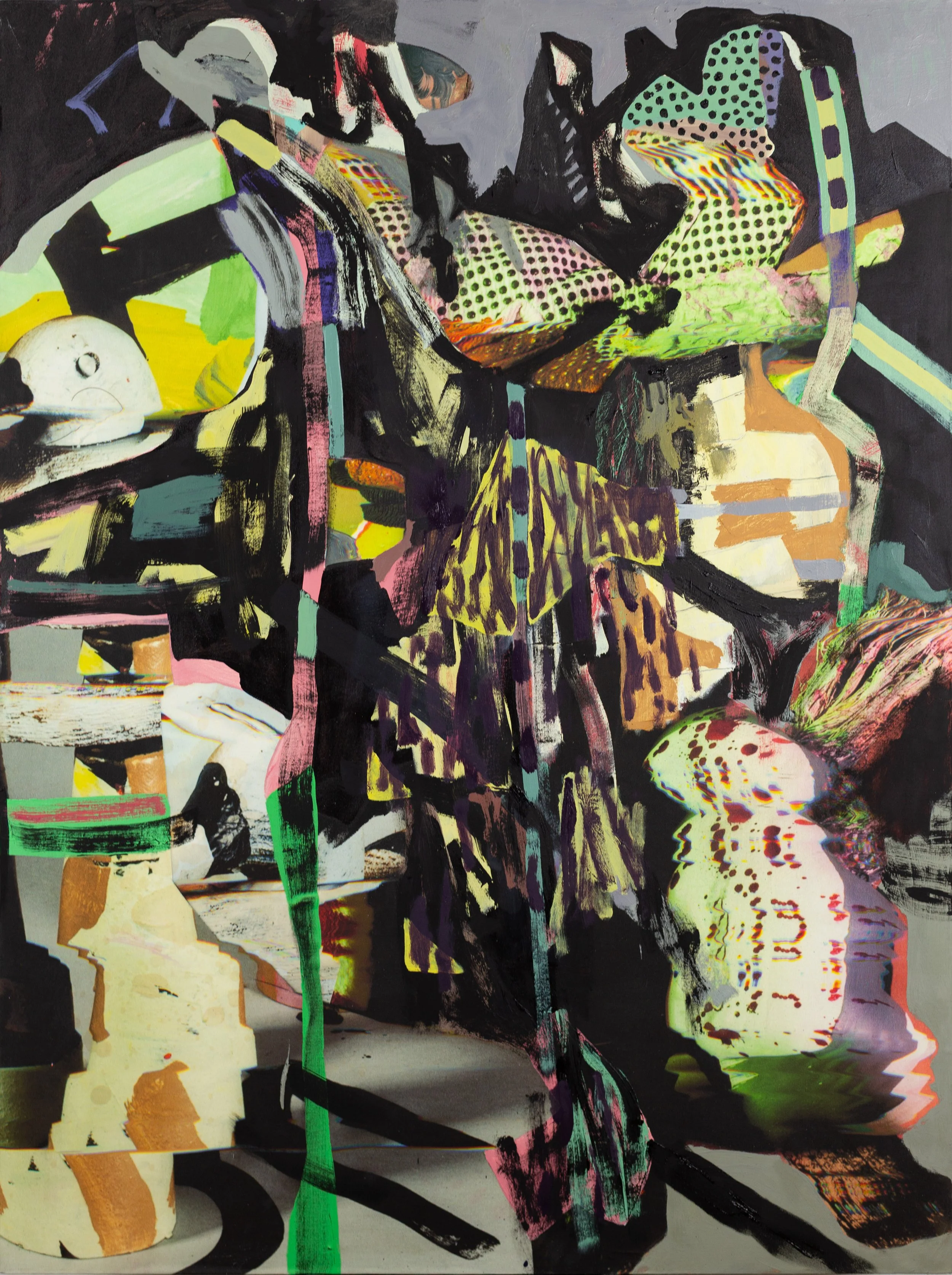 Market Scene (After Beuckelaer), 2026, Oil on inkjet printed cotton/linen canvas, 48 x 36