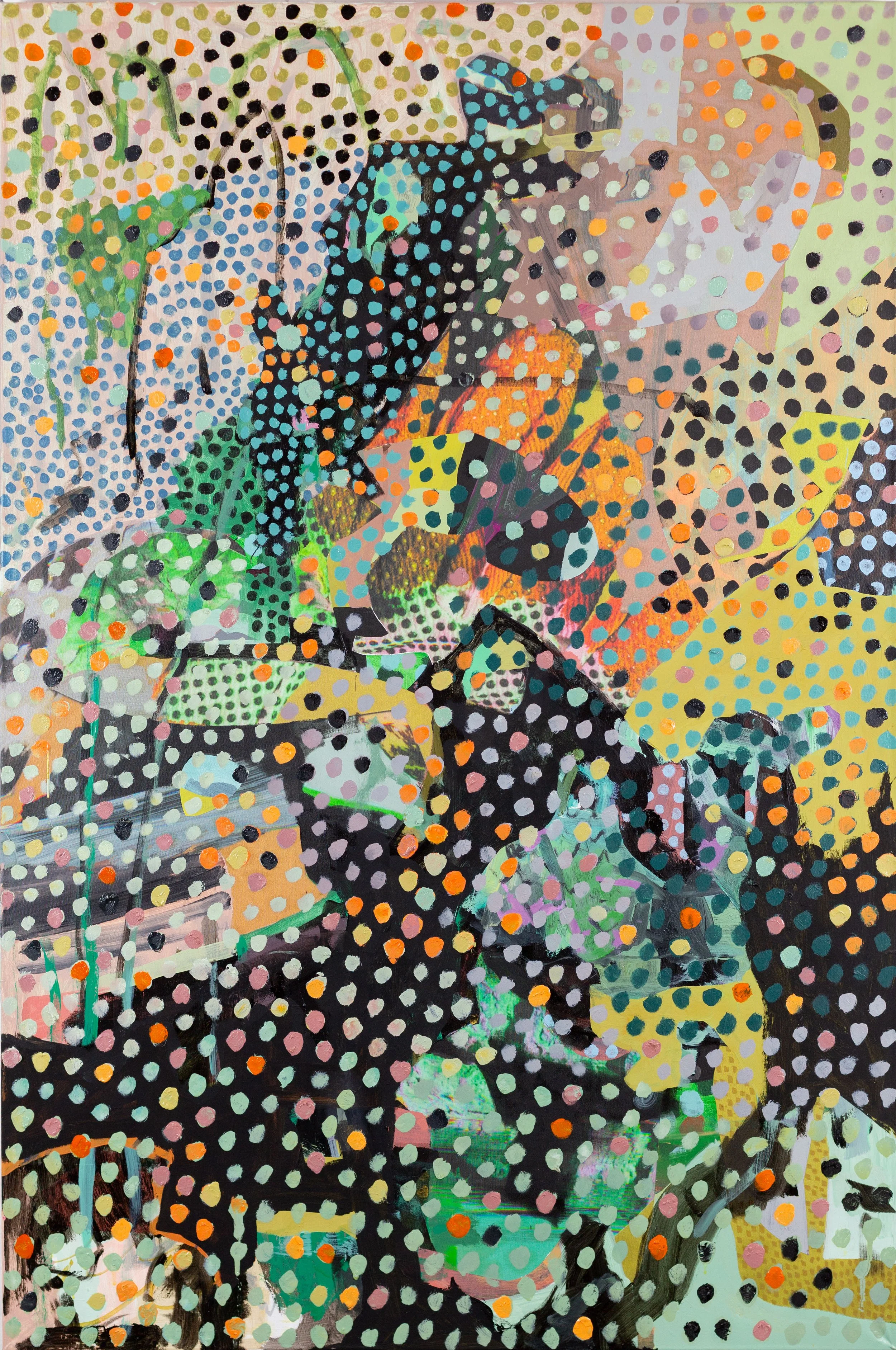 Gloves and Mist 2026, Oil on inkjet printed cotton/linen canvas, 48 x 31