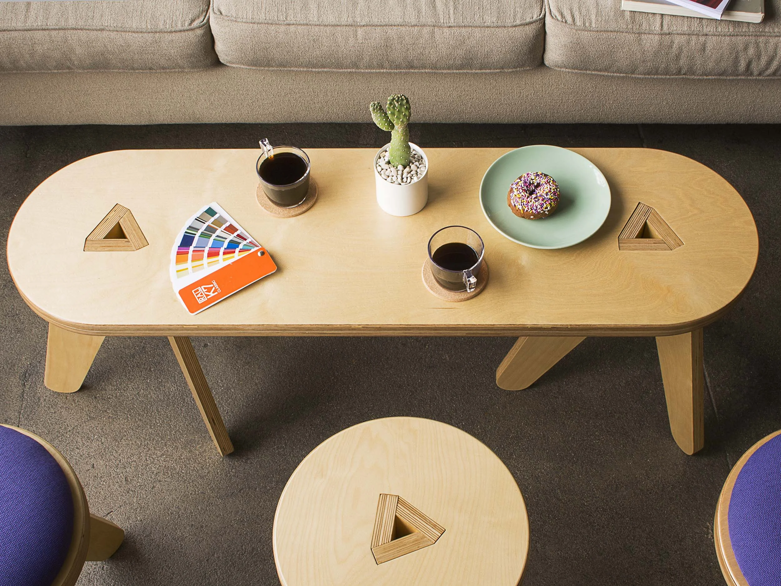 Center - BOHDII Bench | Below – BOHDII Stools (w/ Cushion)