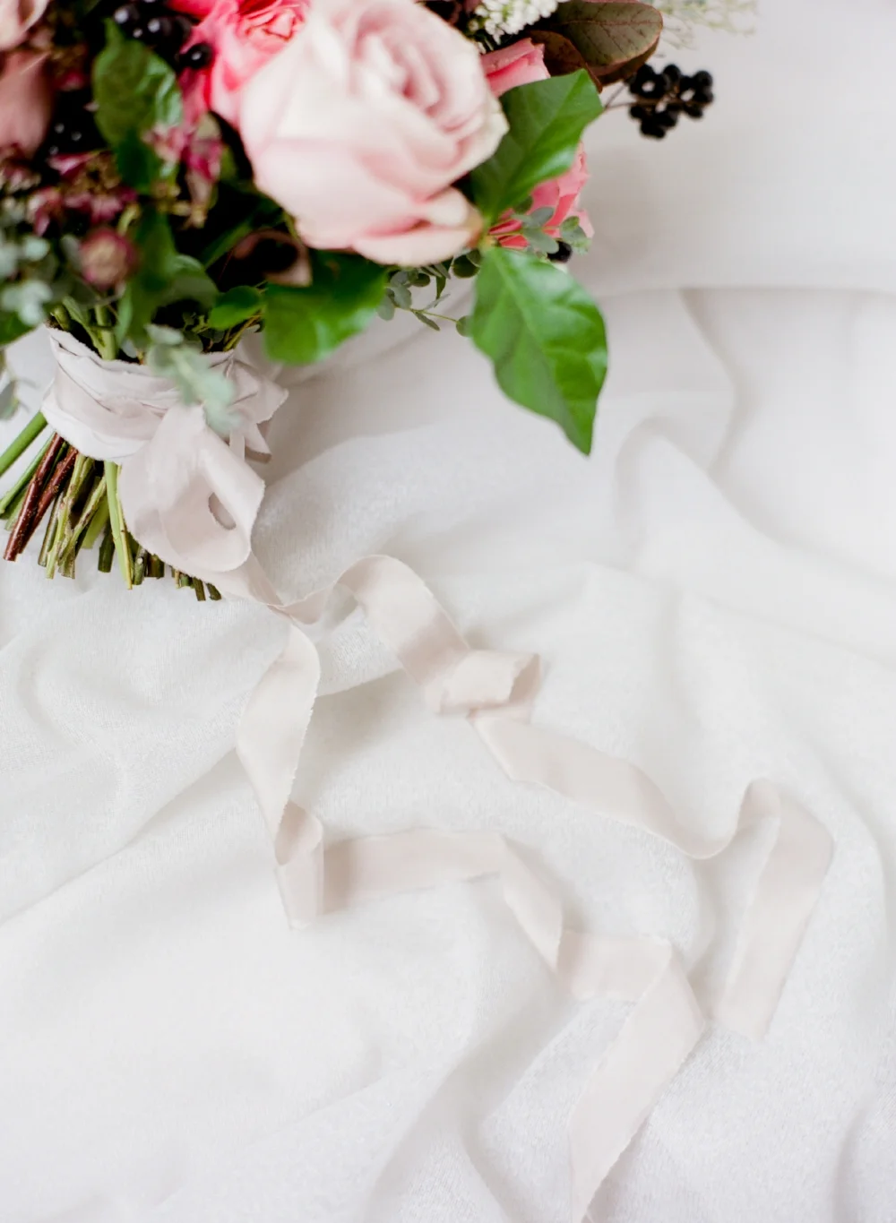 Silk Ribbon on Bridal Bouquet - Wedding Flower Ideas