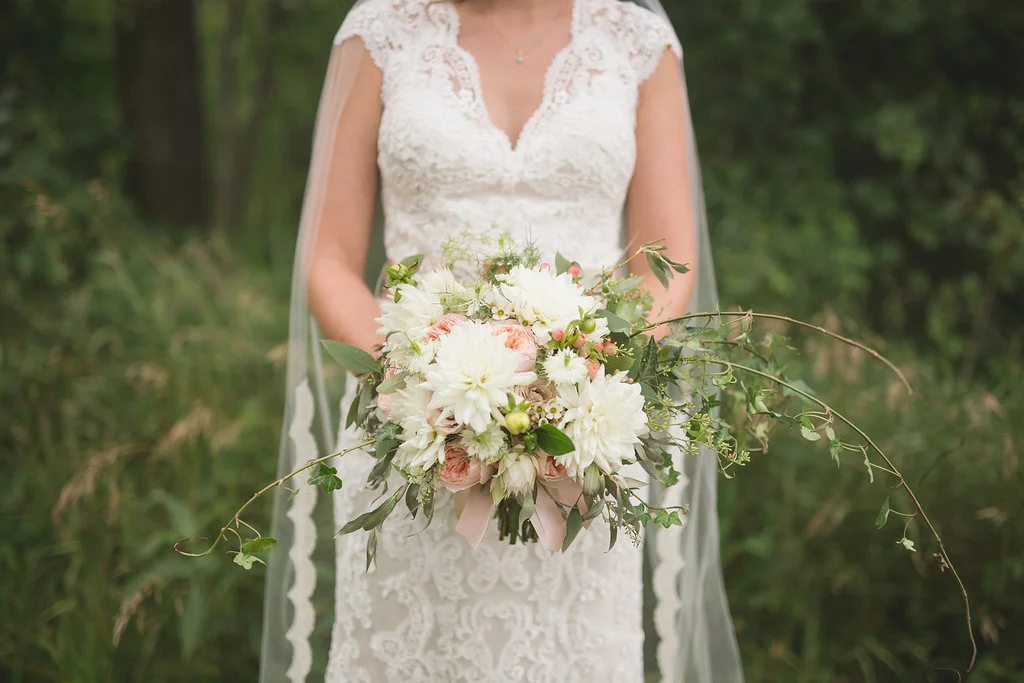 Blush and White Bridal Bouquet - Summer Wedding Flowers