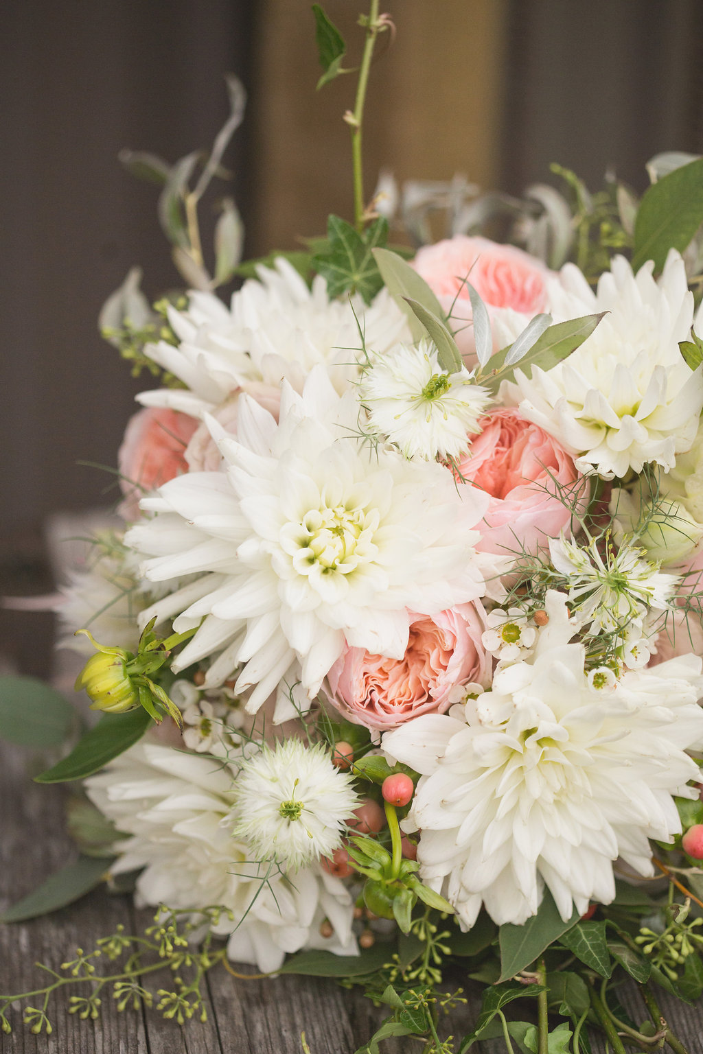 White Dahlia Bridal Bouquet - Winnipeg Wedding Florist