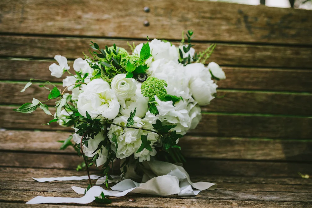 White Peony Bridal Bouquet - Spring Wedding Flowers