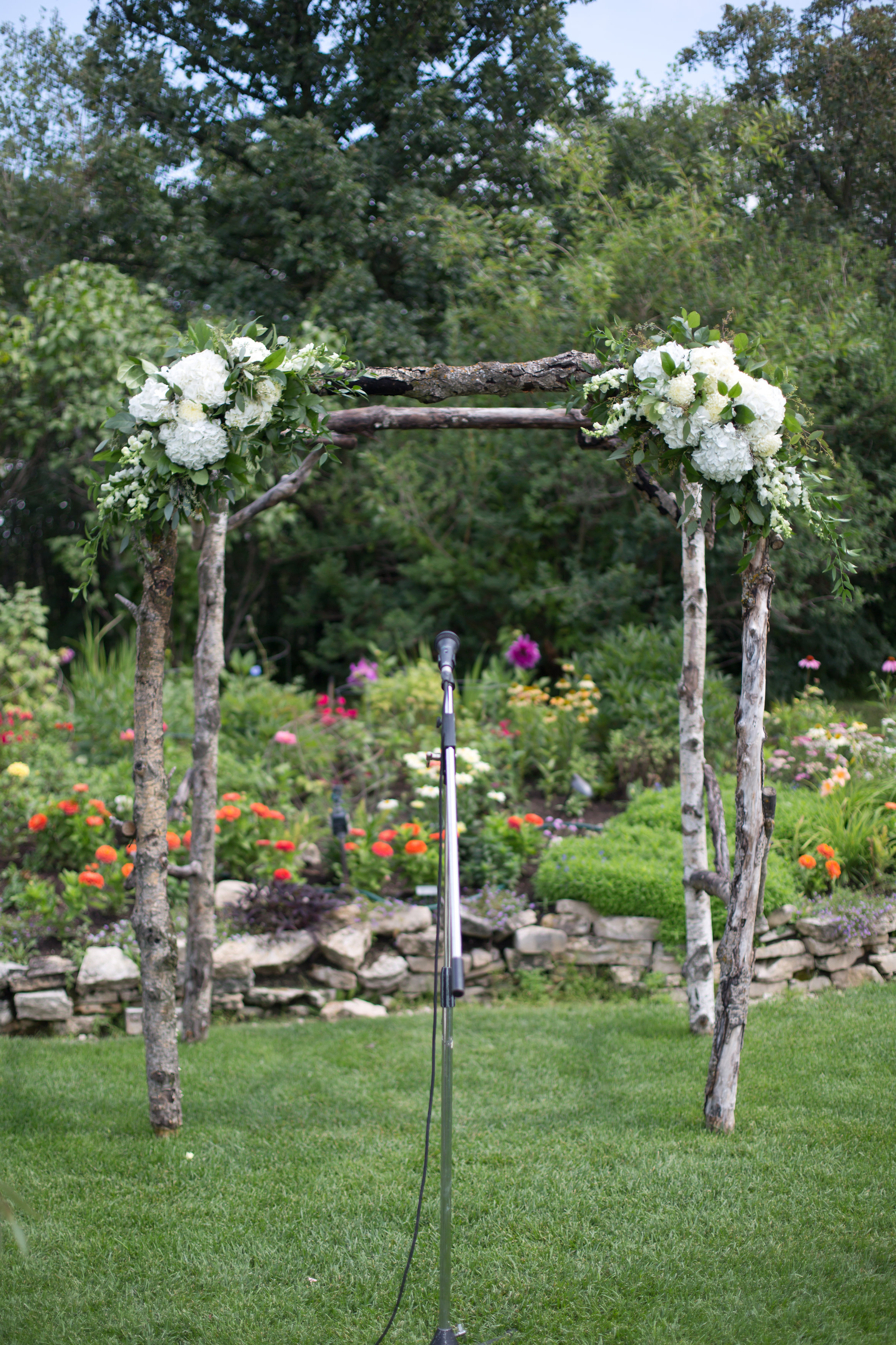 Outdoor Wedding Ceremony Flowers - Stone House Creative