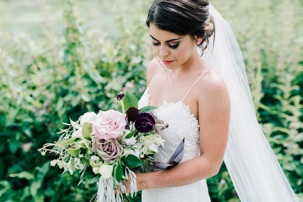 Plum and Blush Bridal Bouquet - Winnipeg Wedding Florist