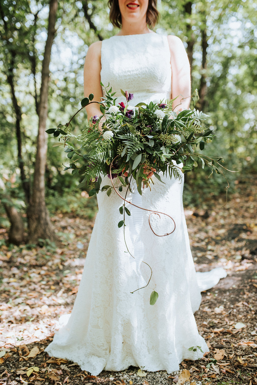 Textured Greenery Wedding Bouquet - Stone House Creative