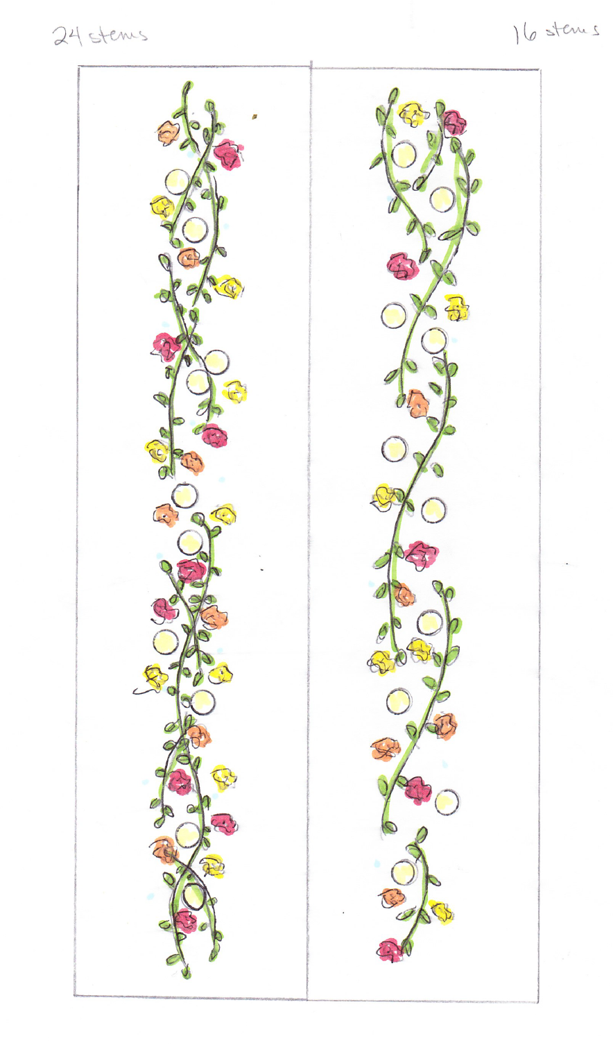 Sketches of Wedding Table Garlands - Winnipeg Wedding Event Designer