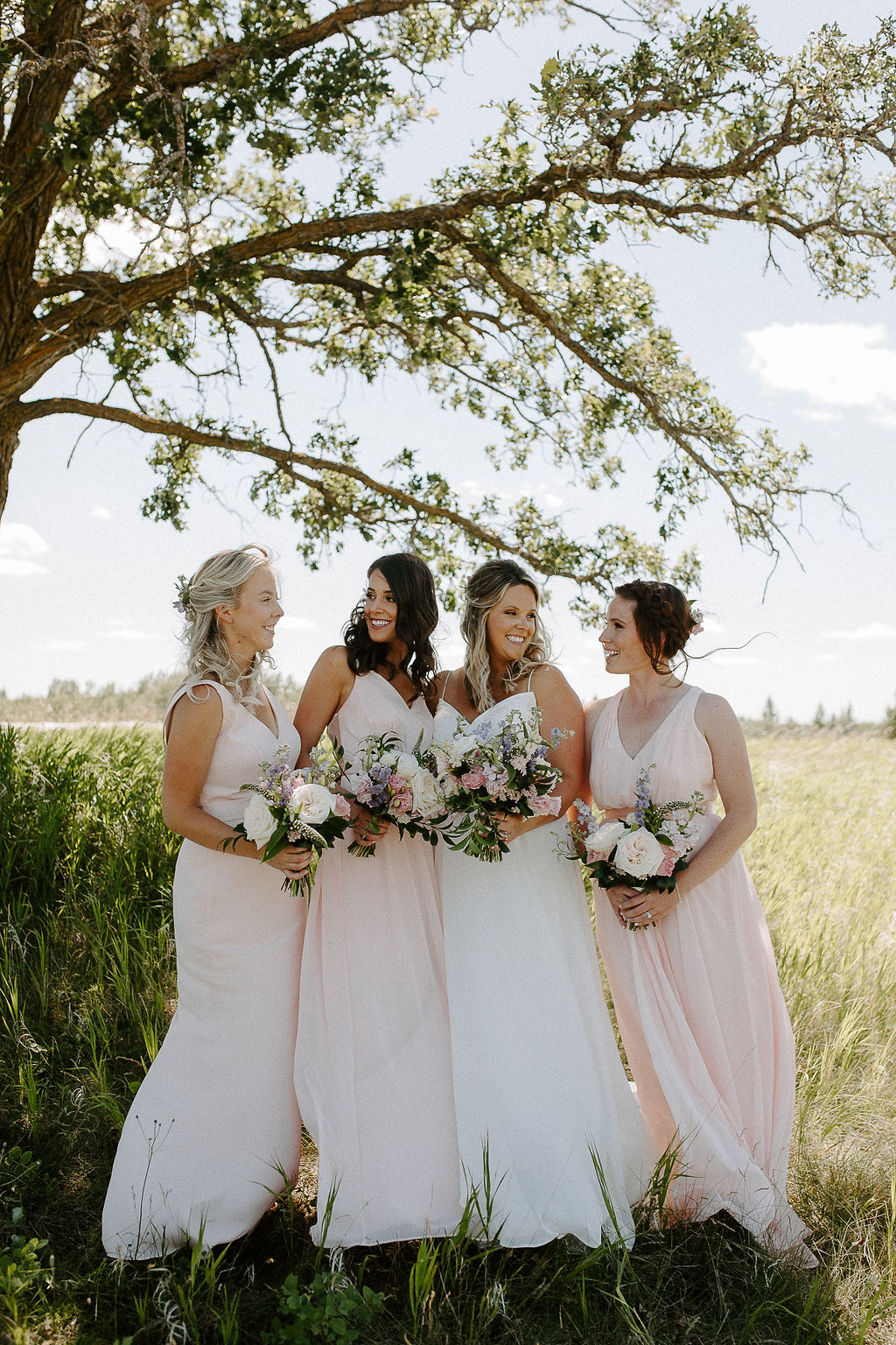 Blush Bridesmaid Dresses - Garden Inspired Wedding Flowers in Winnipeg