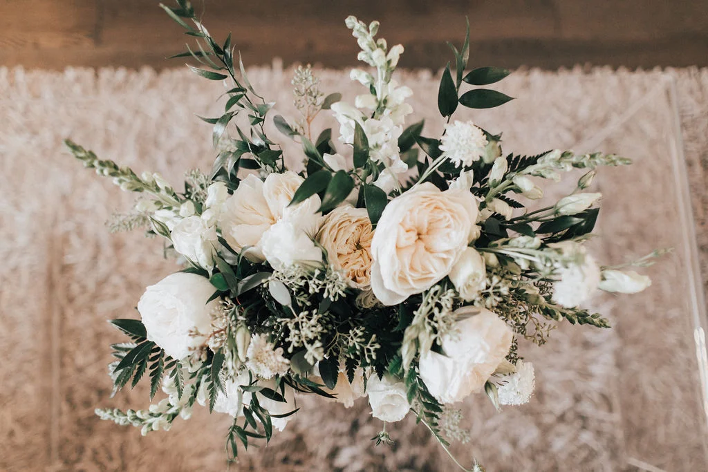 White garden Rose Wedding Bouquet - Wedding Flowers Winnipeg