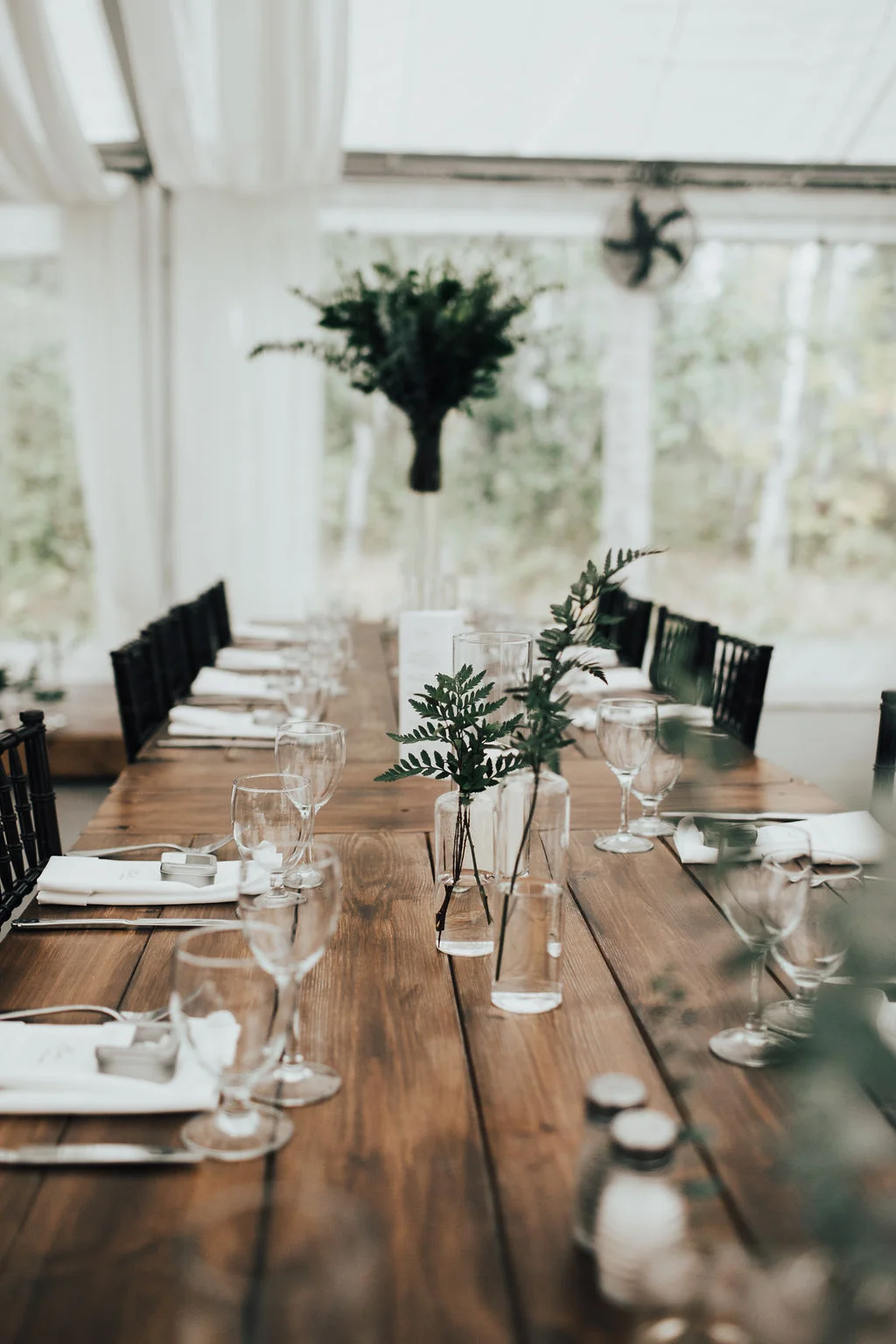 Modern and Organic Wedding Centrepieces - Greenery Wedding Decor