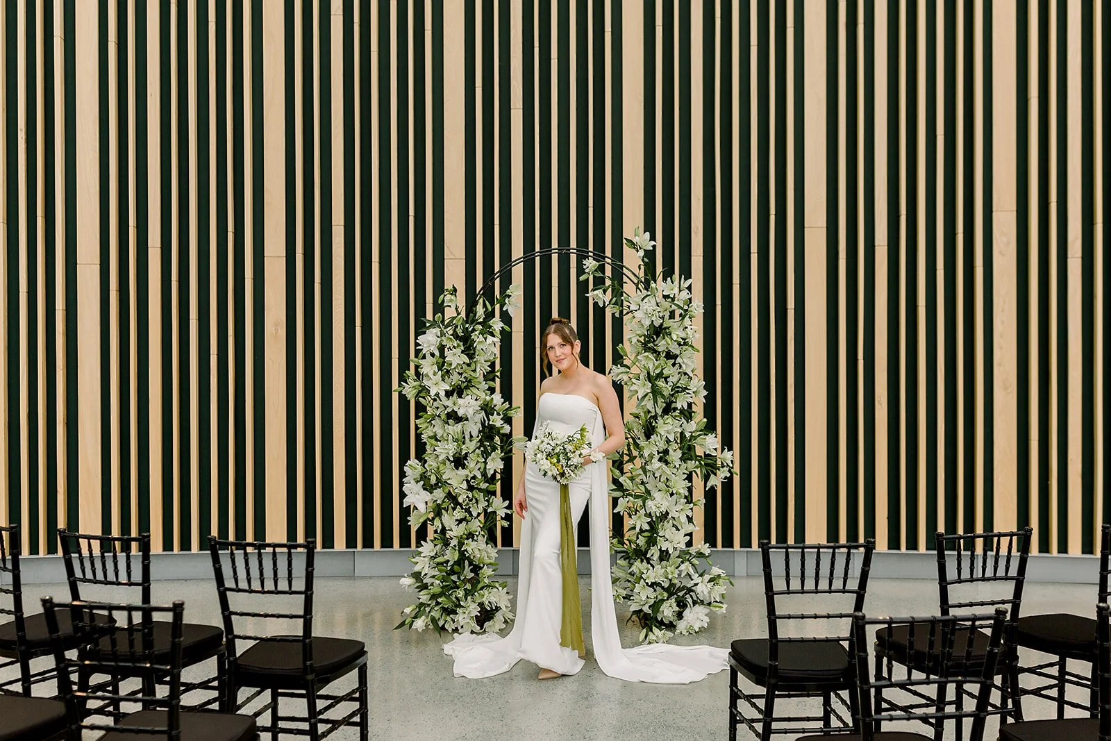 Modern White Lily Wedding Arch - Wedding Ceremony Flower Ideas