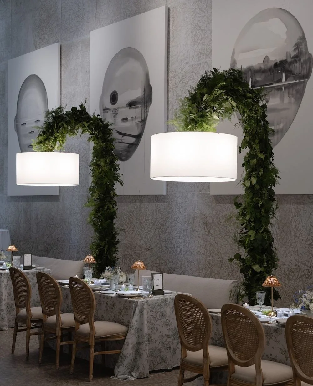 Today on the blog: G&amp;D's textural summer wedding at @wag_ca. ⁠
⁠
Textured rattan elements, touches of floral pattern, a calming twist on the classic white/green/blue palette, and a few modern elements brought it all together, with florals that re