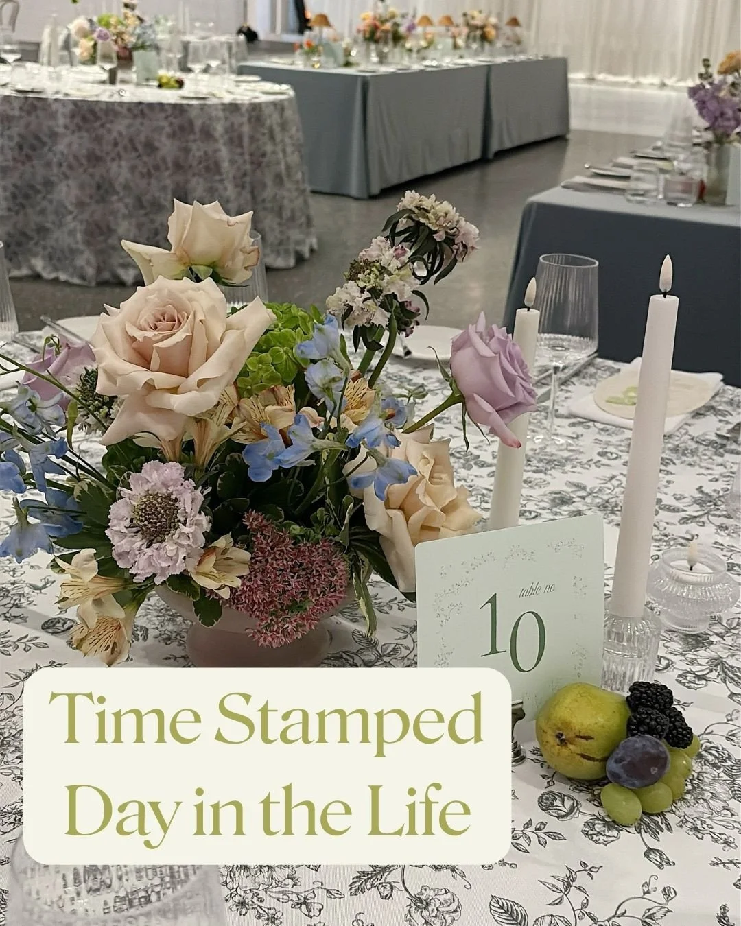 A very floral day in the life! Timestamps from a busy day setting up Rachael and Matt's wedding day at the end of September (another day I was endlessly grateful for an indoor, all-in-one-space venue!).⁠
⁠
Follow along for more behind-the-scenes wedd
