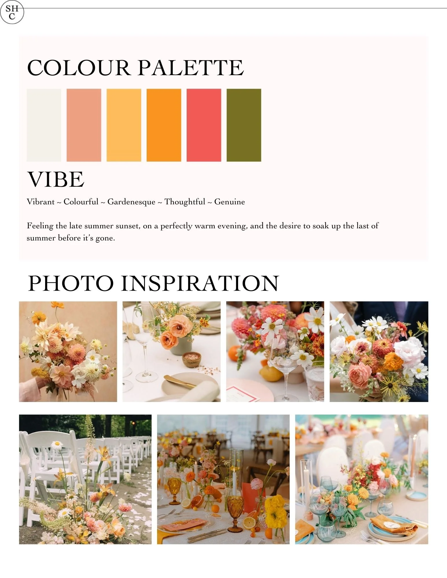 Sample Page from a Wedding Design Board