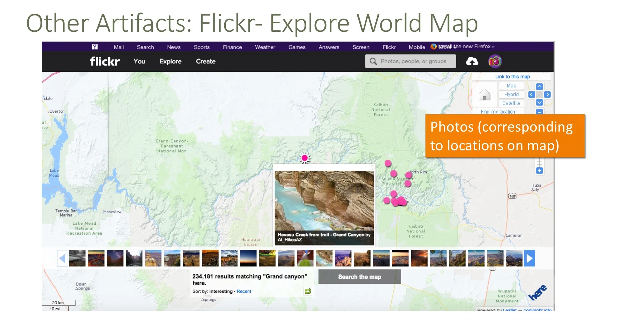 FlickrPhotos are marked on the map based on locations