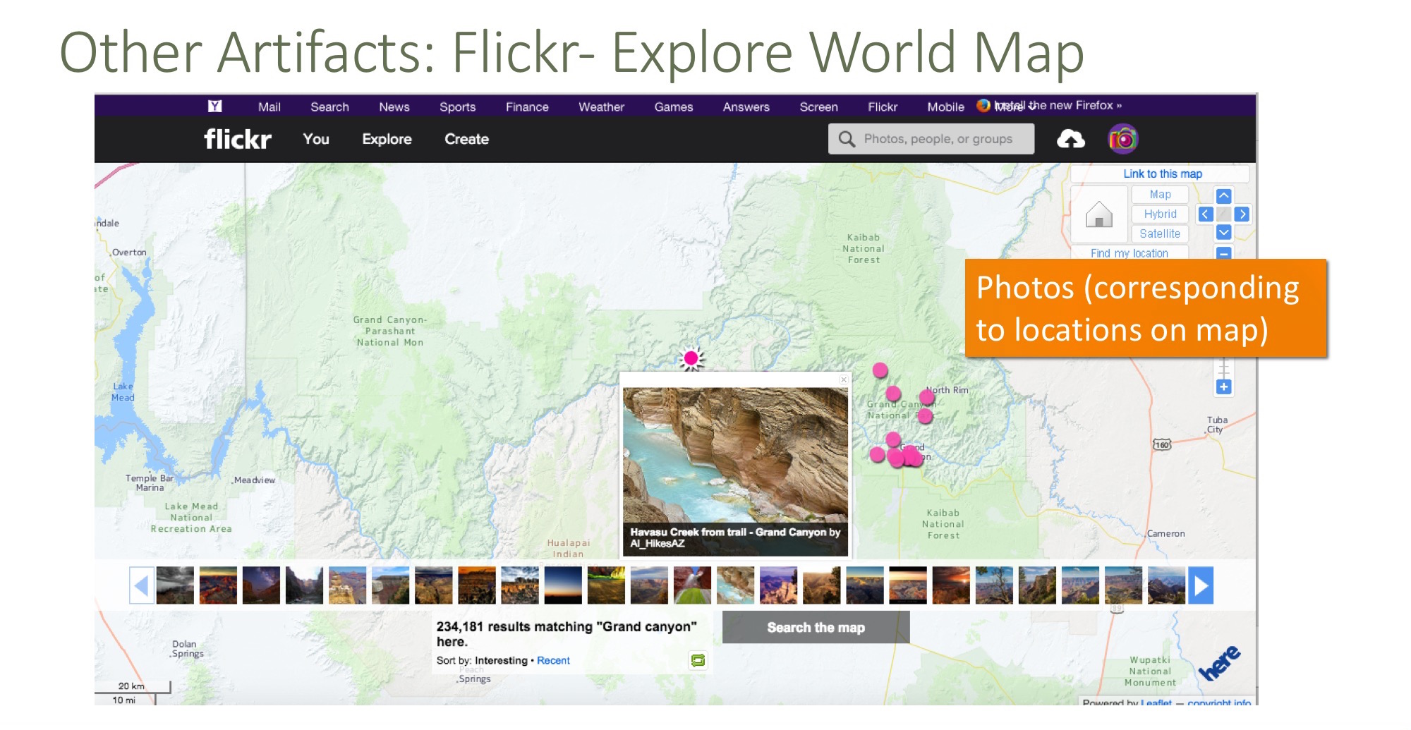 Flickr Photos are marked on the map based on locations