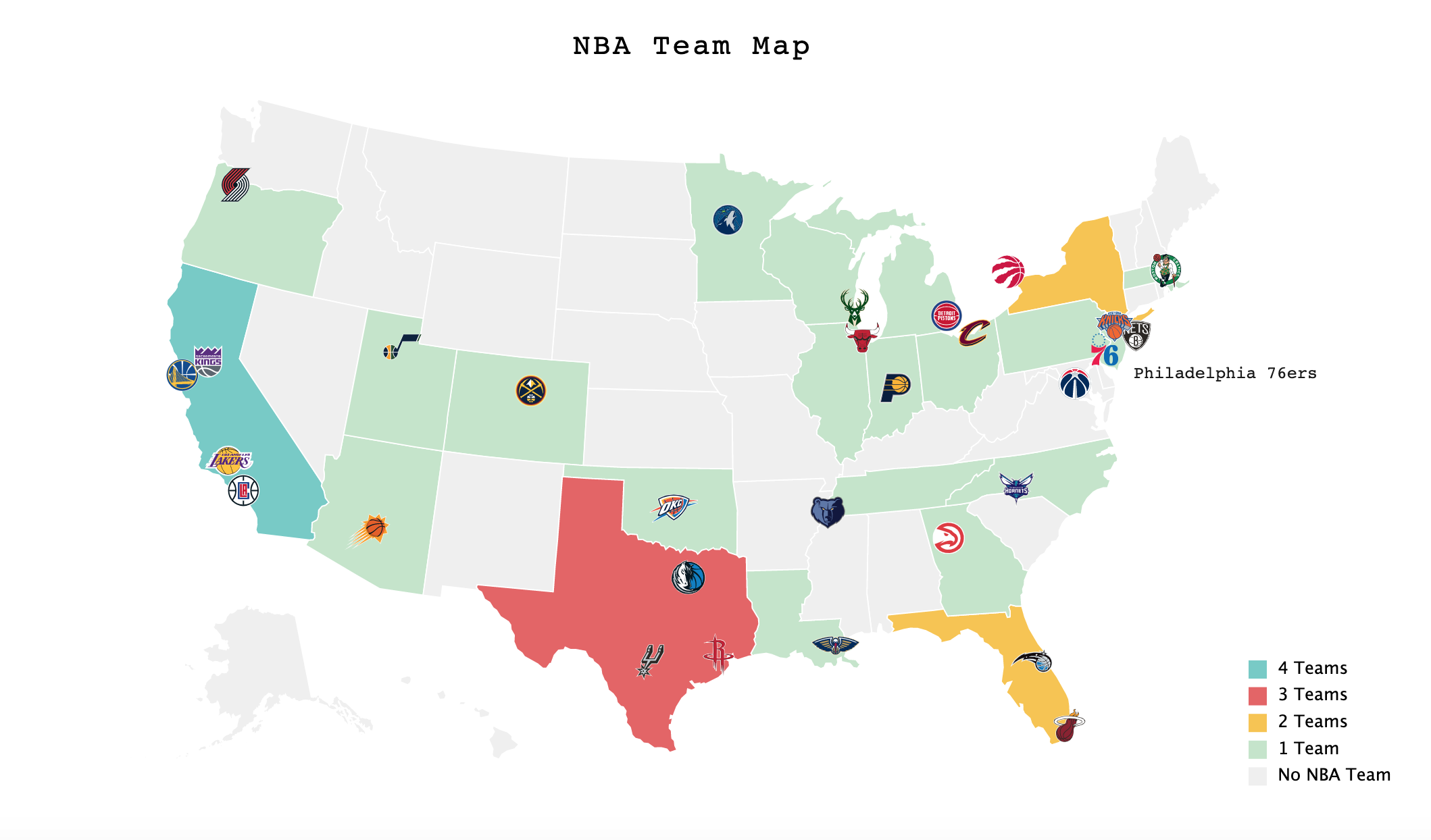 Where are NBA teams located in each state? — Tica's Portfolio