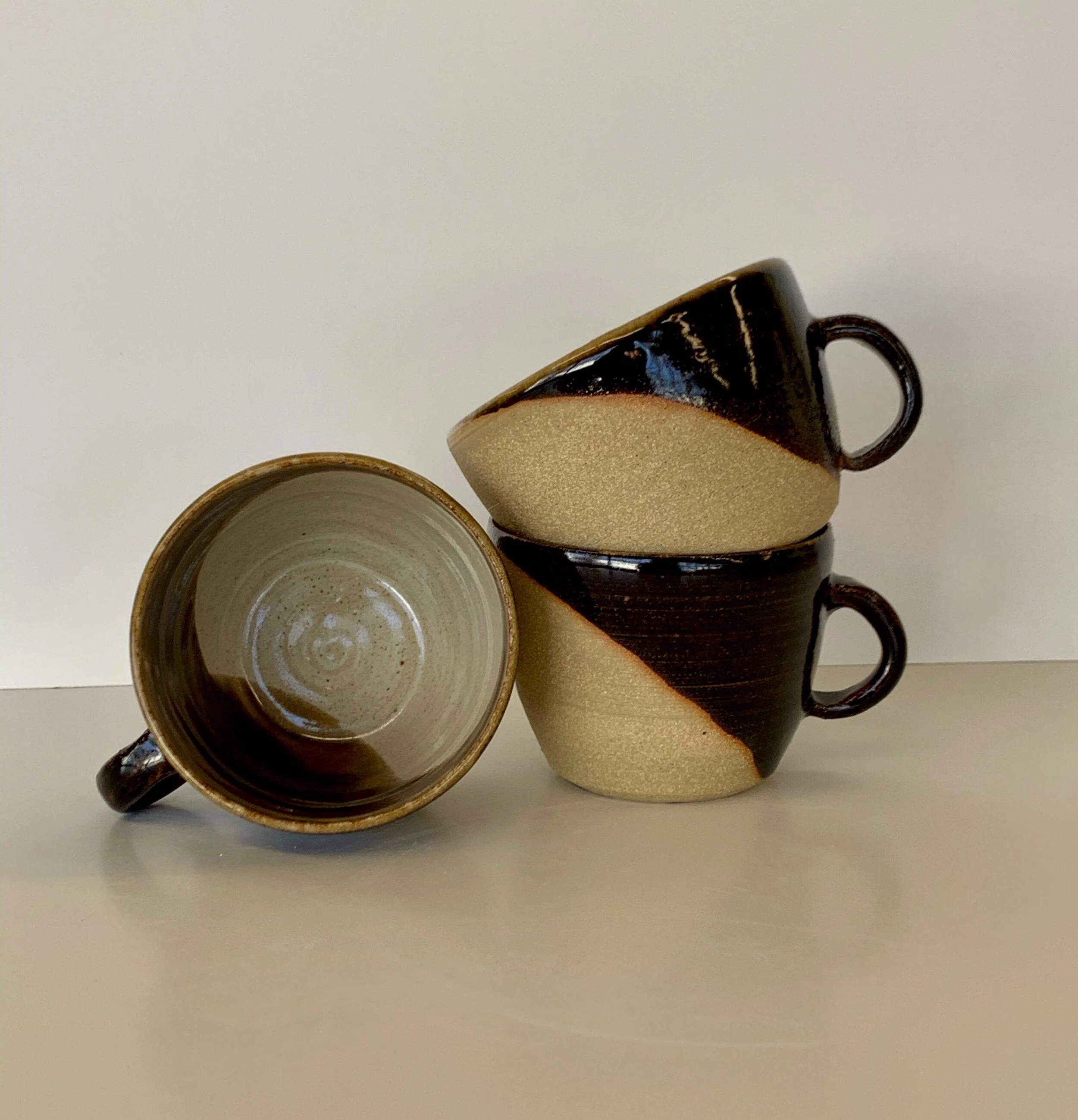 Diagonal dip Temoku mugs