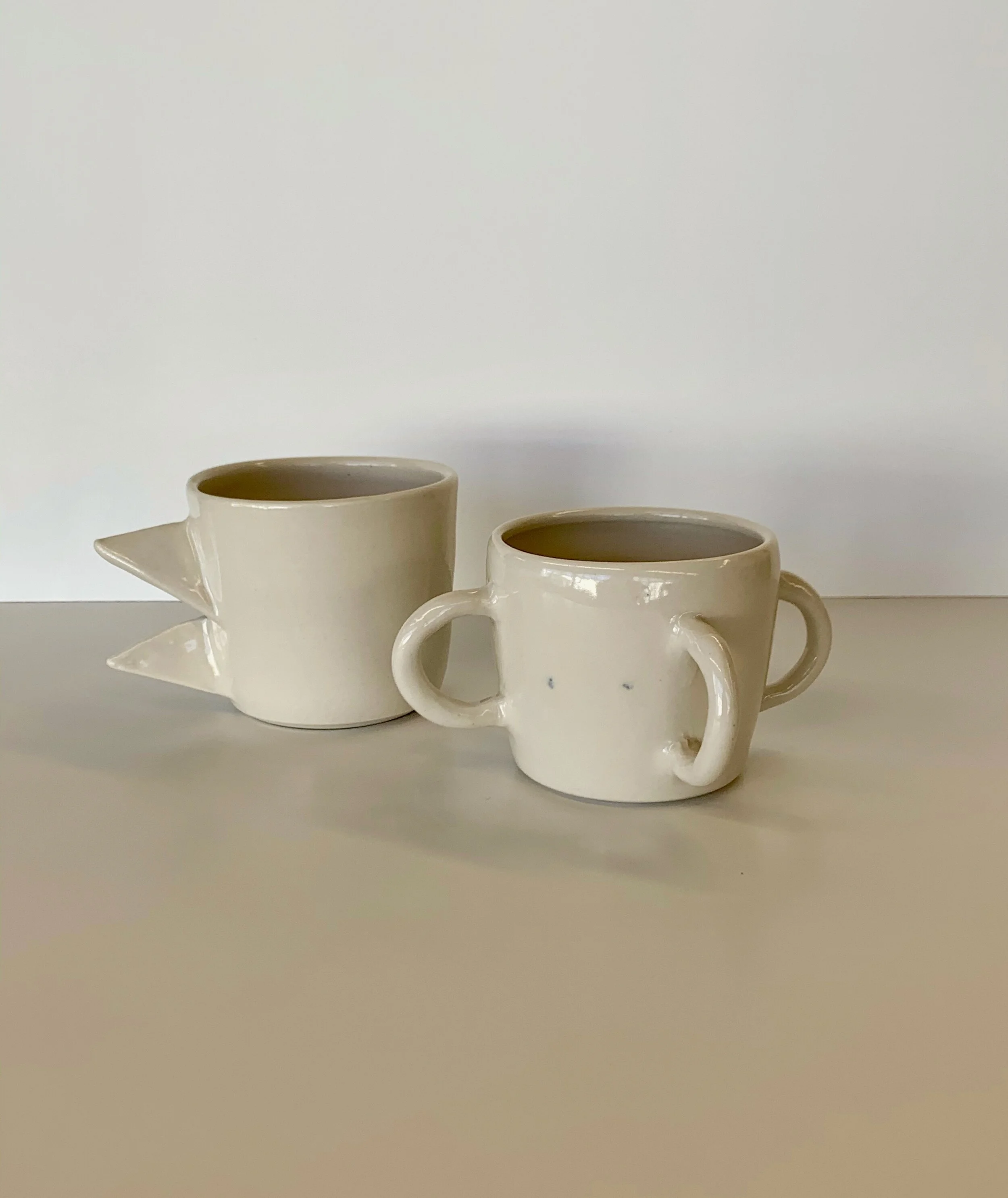 Funky mugs - clear over porcelain