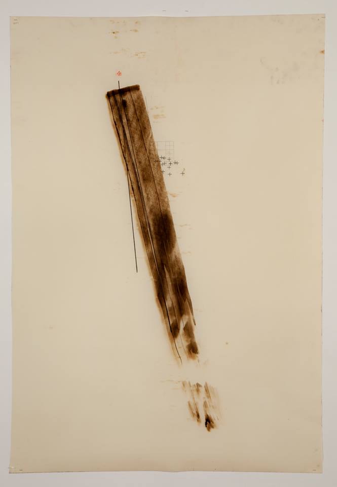 'Untitled'-(force) October 2012 - Motor oil, Fabriano paper, Bitchumen & Graphite. 80cm x 50cm.