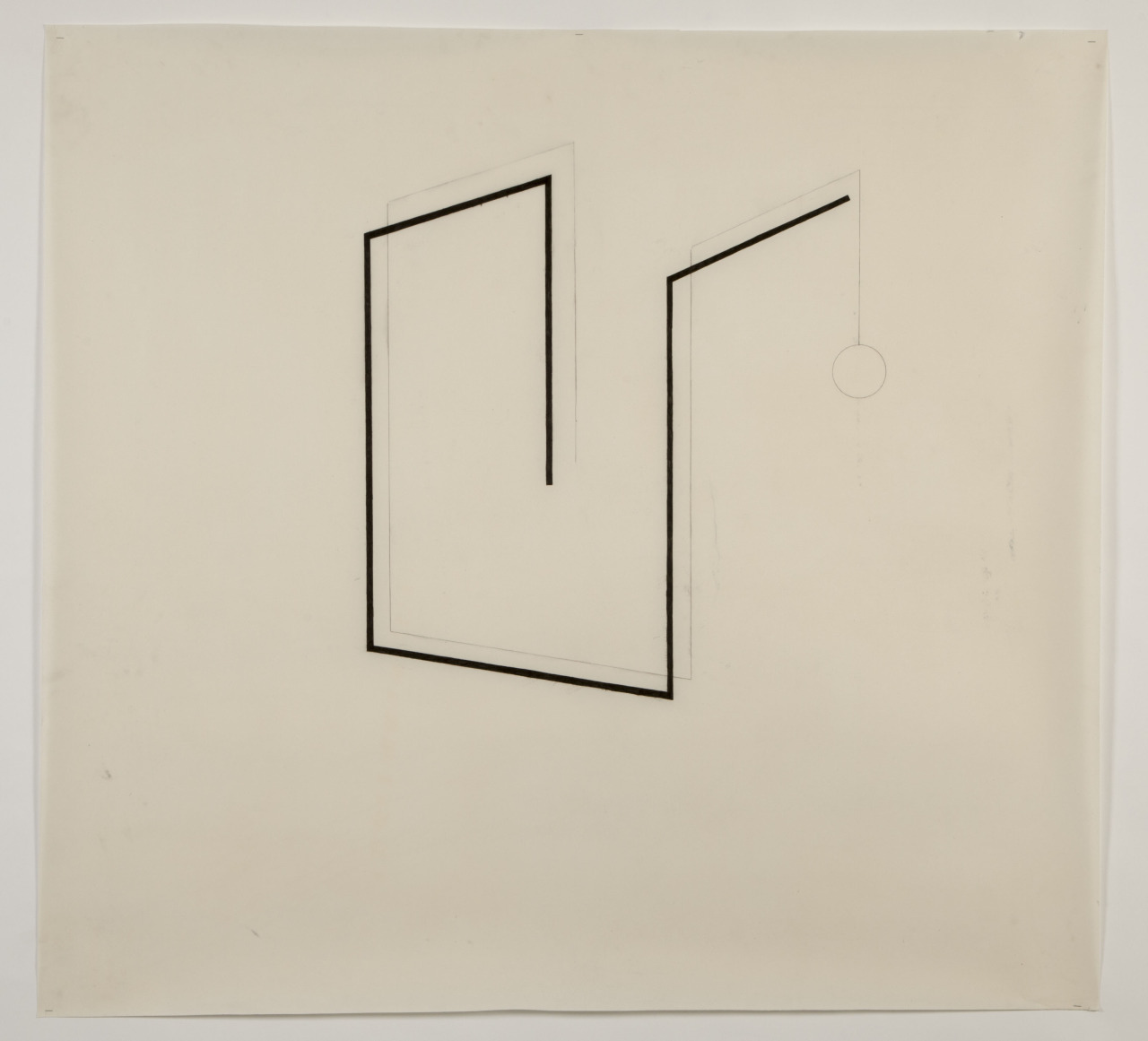 ’Untitled -study for sculpture (1)' February 2013. Oiled fabriano paper (motor oil), pencil and graphite. 100cm x 100cm.