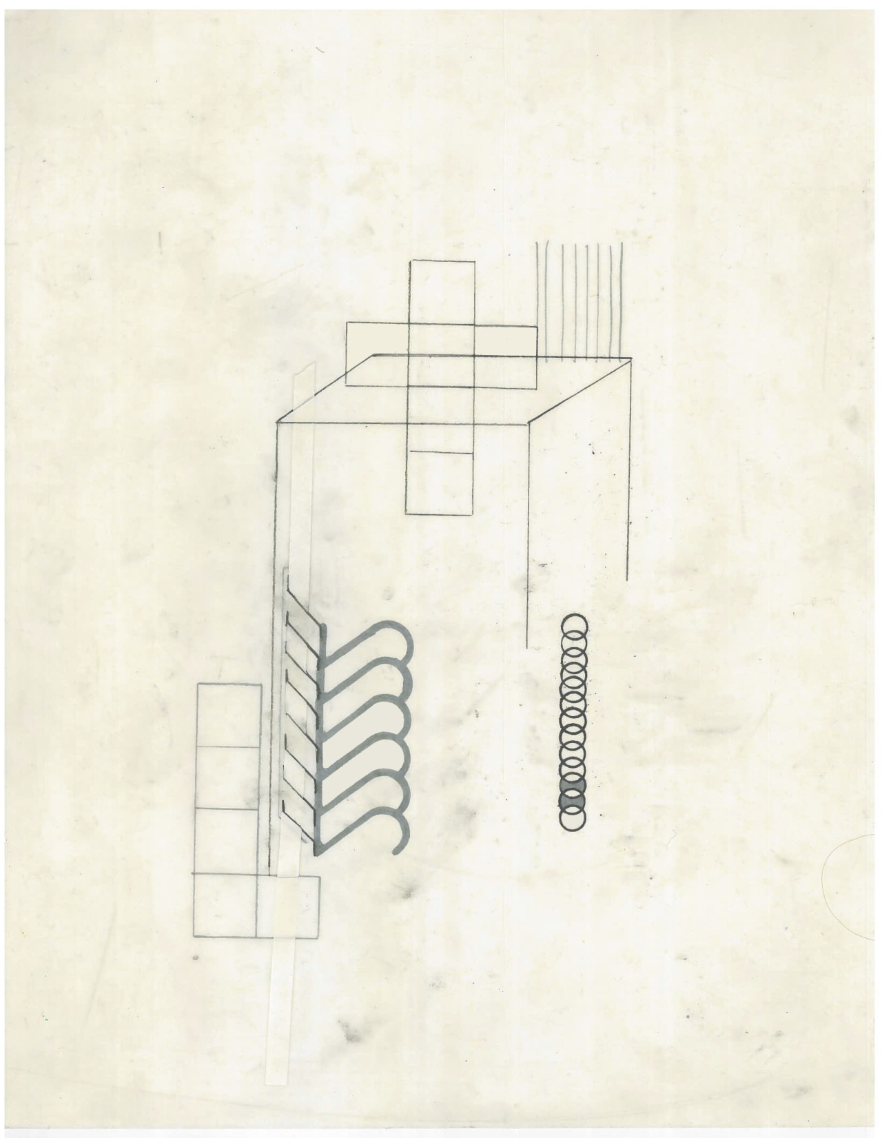 Untitled (the city, observations 19B)  Pencil, collage and layered oiled fabriano paper.   279mm x 216mm  December 2013