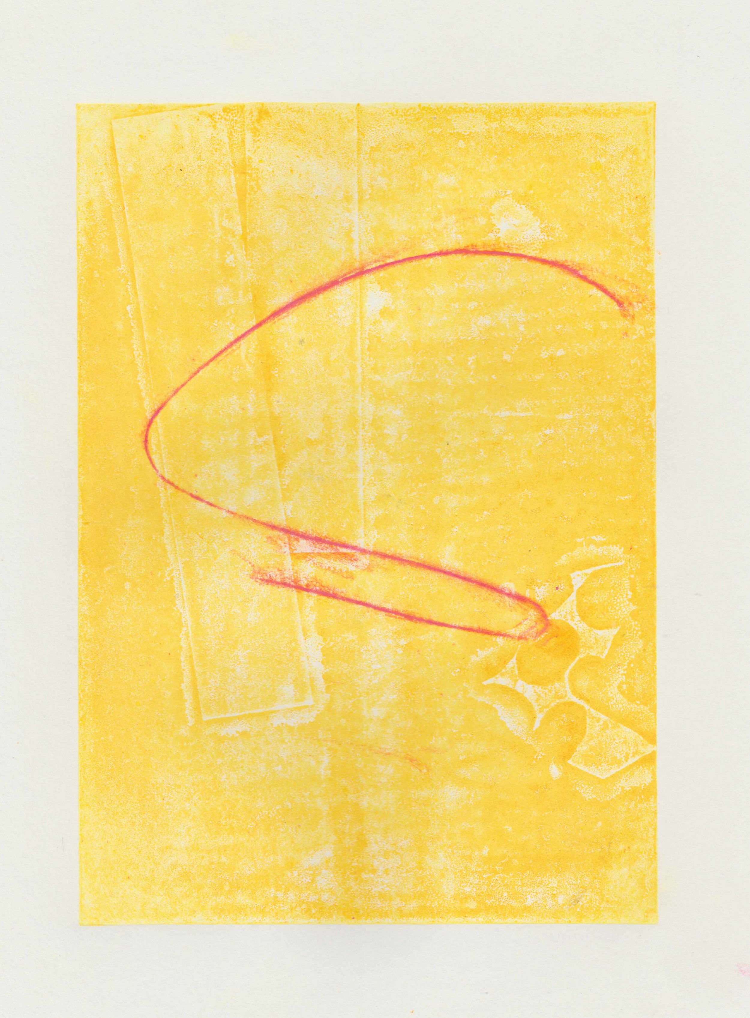 (Yellow Thursday) Lino print and oil pastel on paper // March 2018