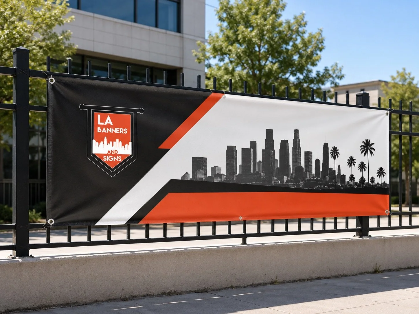 Custom vinyl banner with LA Banners and Signs branding