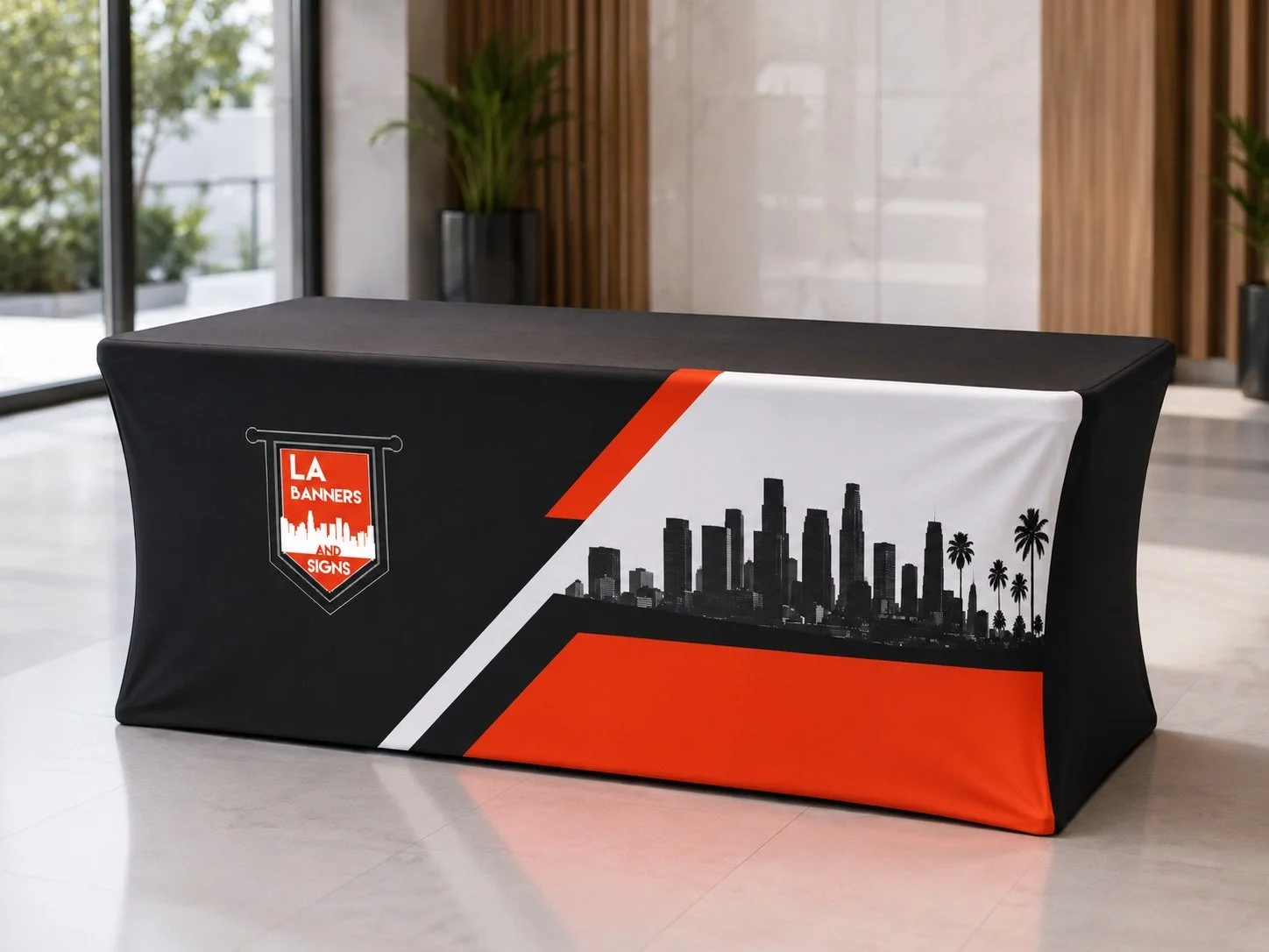 Custom printed table cover for event display