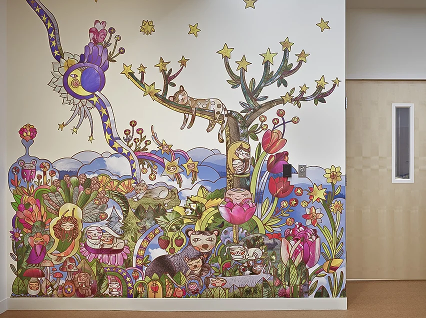 Sleep mural at the surgery center entry