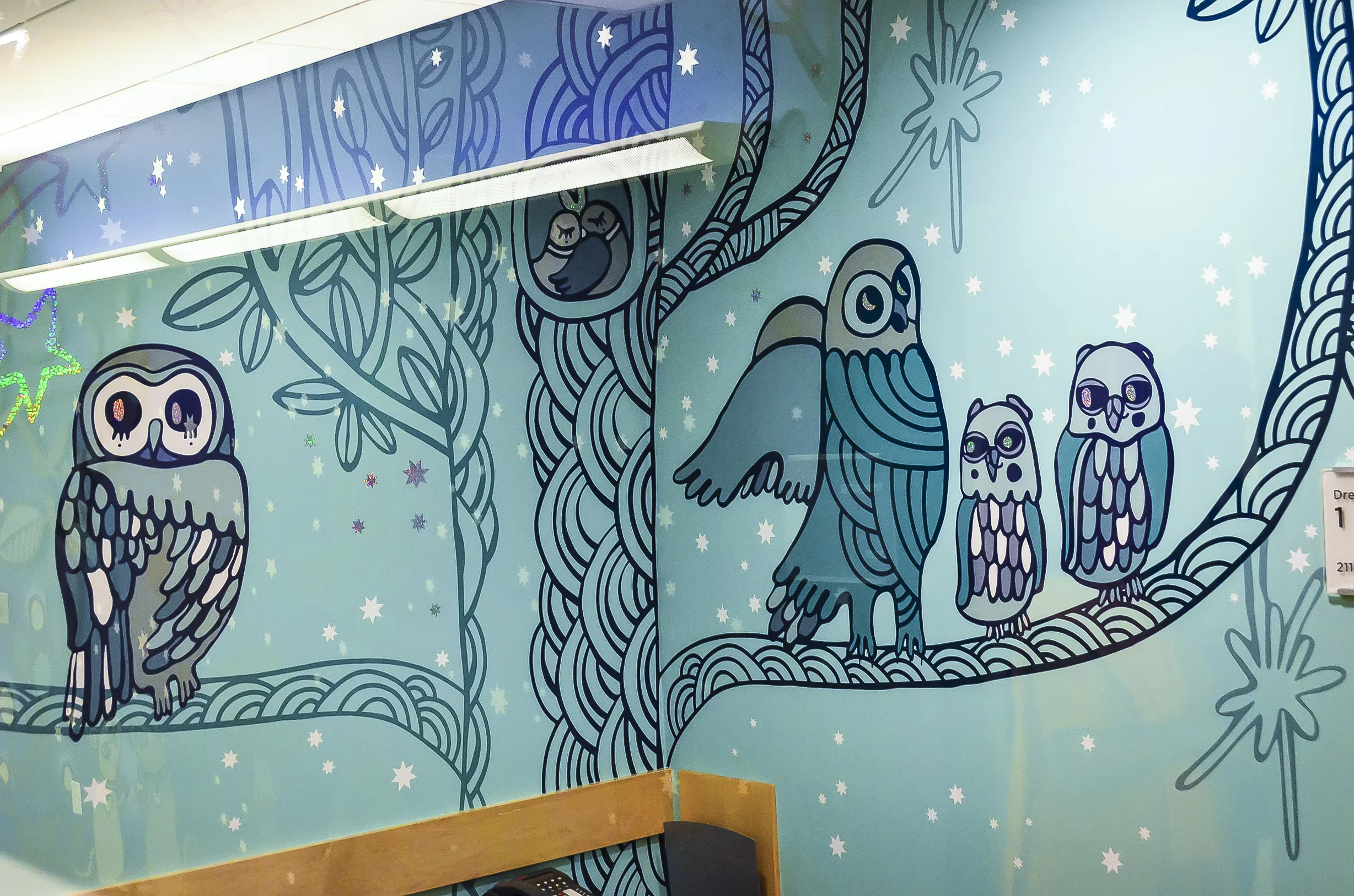 Imaging floor waiting room mural detail