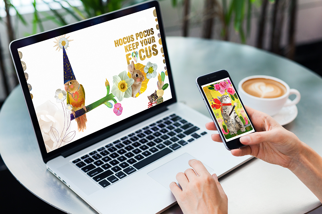 Keep scrolling to get the desktop shown here. The image on the phone is a TINY MAGICIAN BONUS CARD from the PLAYFUL HEART TAROT coming soon to Kickstarter! Sign up for the mailing list to get notifications.