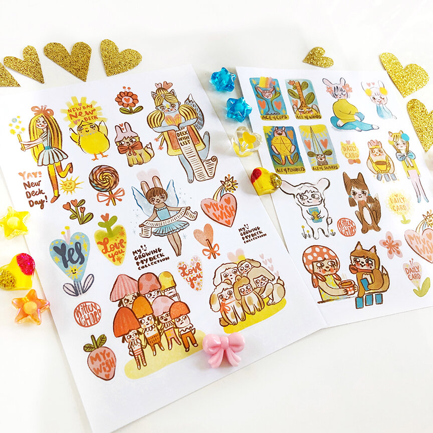tarot stickers, daily tarot card stickers, tarot lover stickers, tarot  journal stickers — KittenChops Illustration