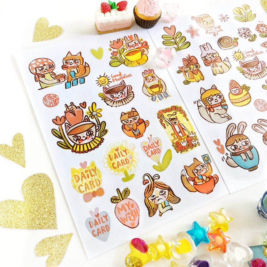 daily tarot card stickers, tarot deck wish list stickers, cute tarot  stickers, tarot stickers — KittenChops Illustration