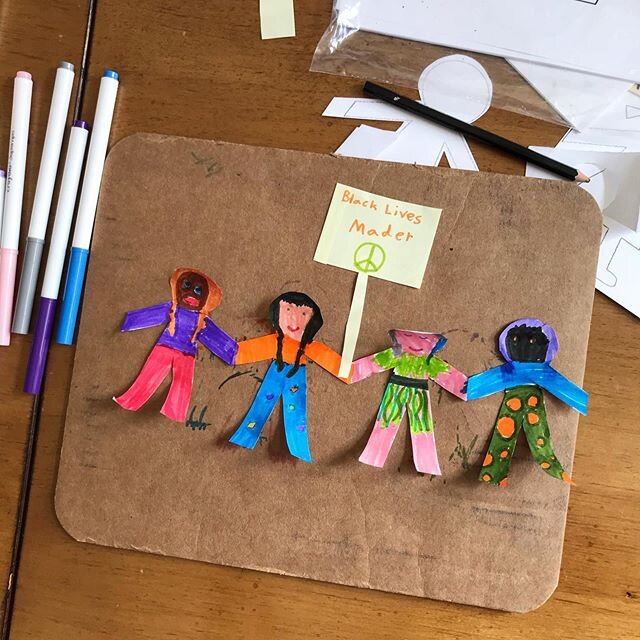 My kids were crafting on the dining room table this afternoon while I was working. They hastily got up to play outside, so I took that moment to swoop in and do some clean up. I found this paper doll chain on the table, made by my 7 year old.

Parent