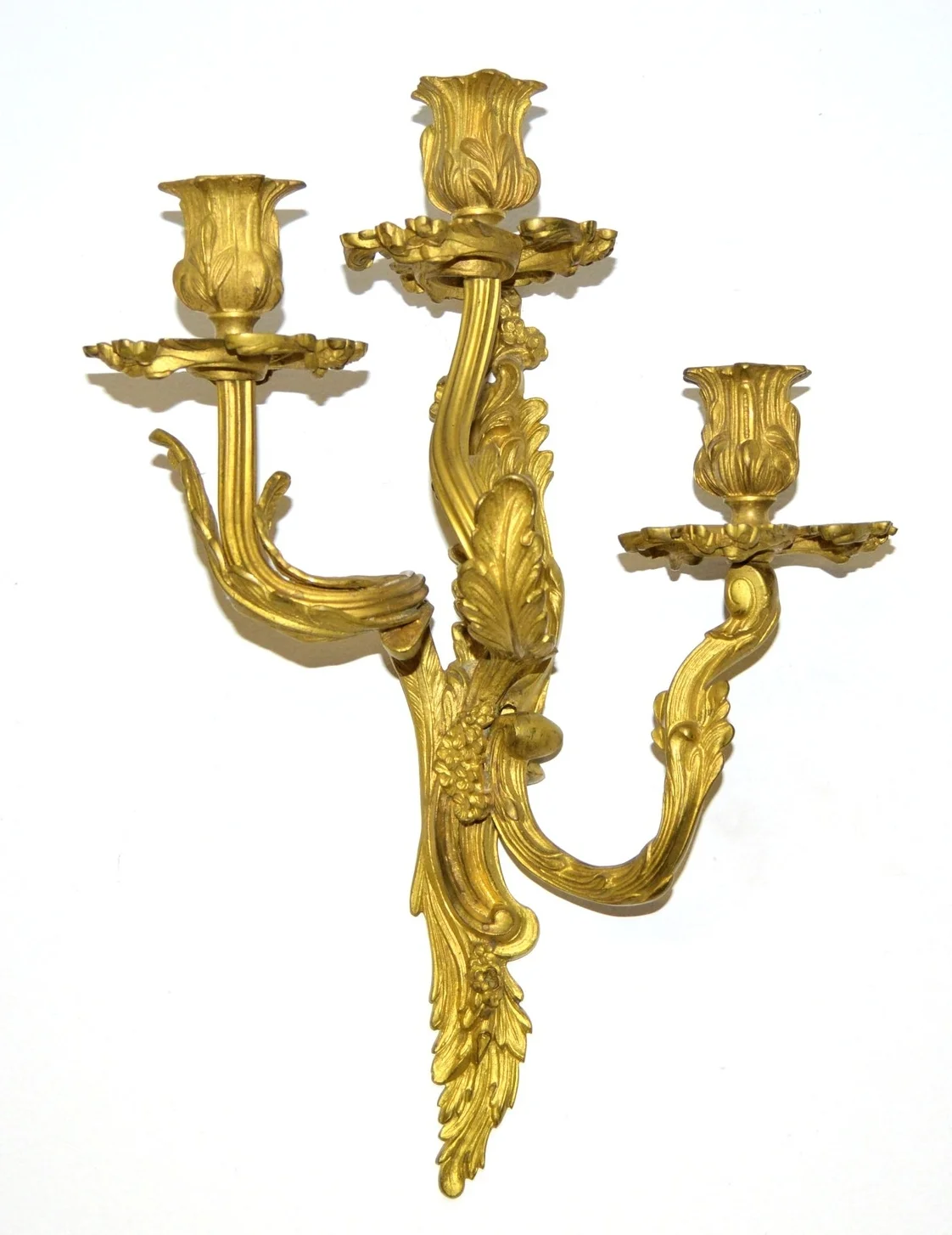 Pair French Louis XV style Gilded Bronze Sconces