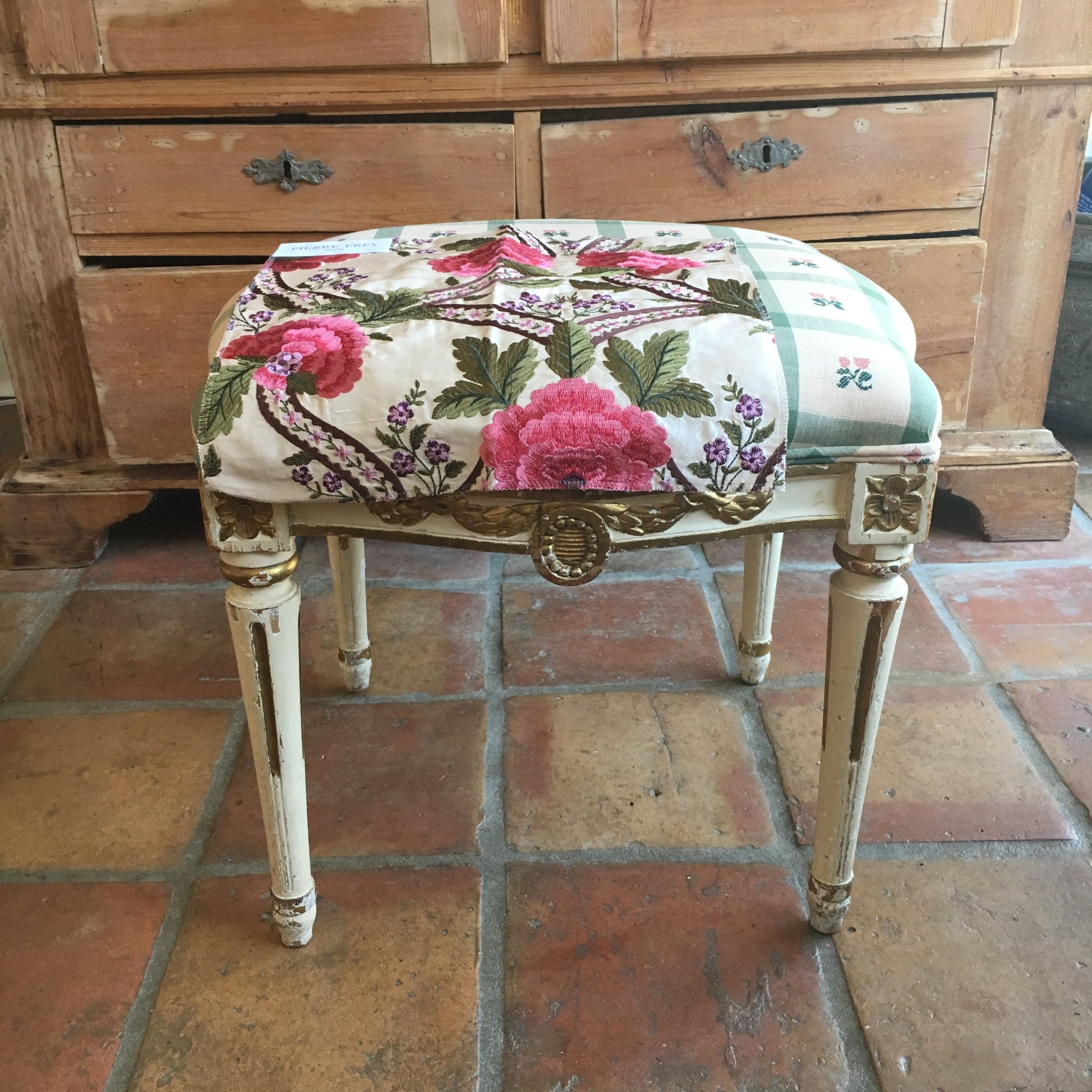 Pair of Gustavian Style Gilded and Painted Swedish Stools
